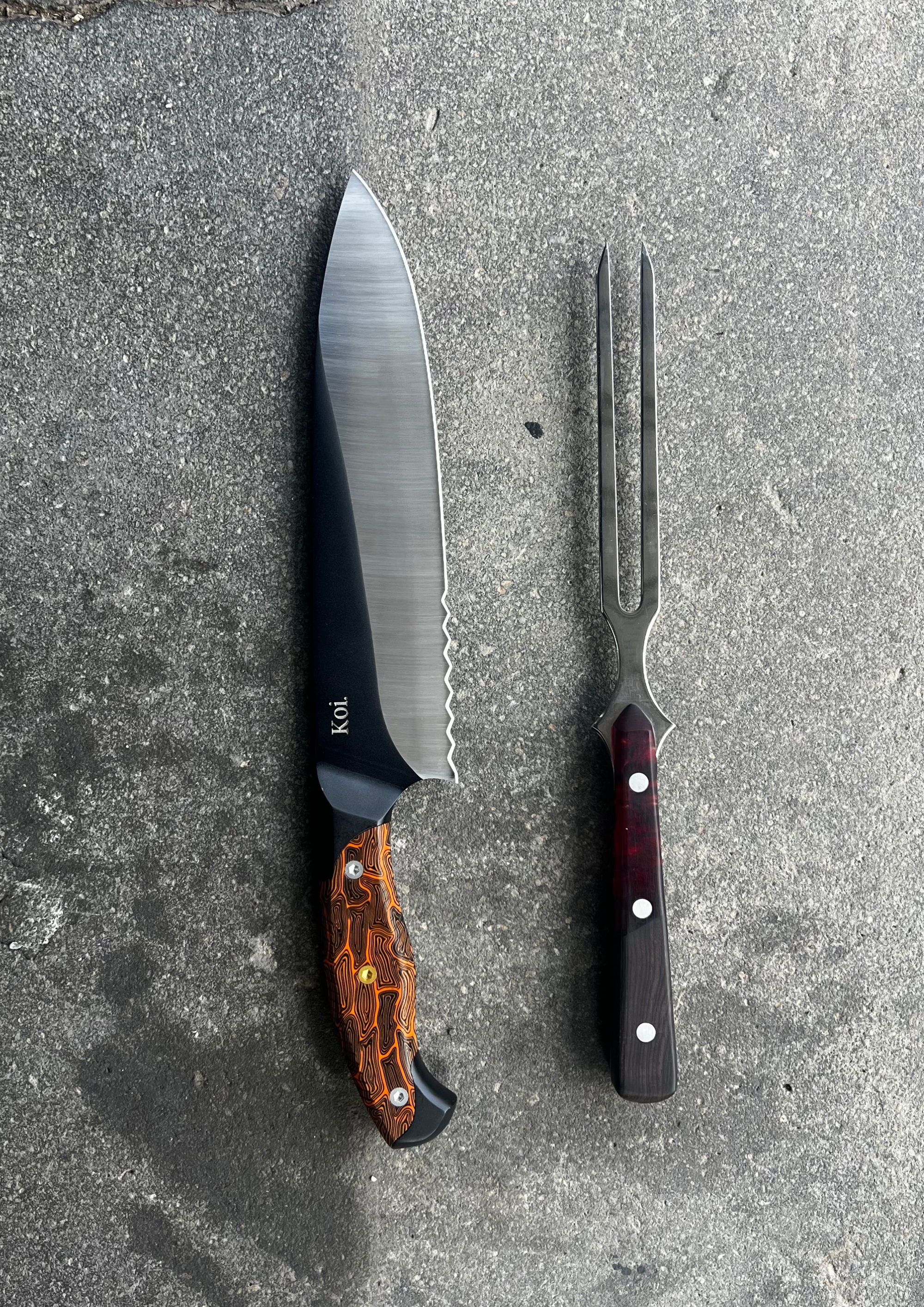 Orange BBQ Knife | Echidna Fork
