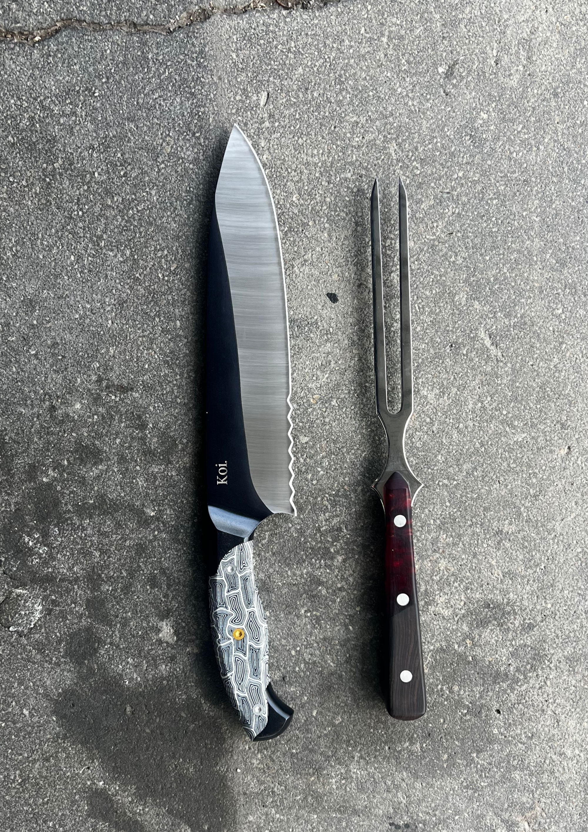 White BBQ Knife | Echidna Fork