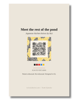 Back of the Blue-eyed Koi art card with QR code