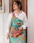 Canvas Aprons Designed by Local Artist - Foliage Green/Mandarin Orange - Koi Knives