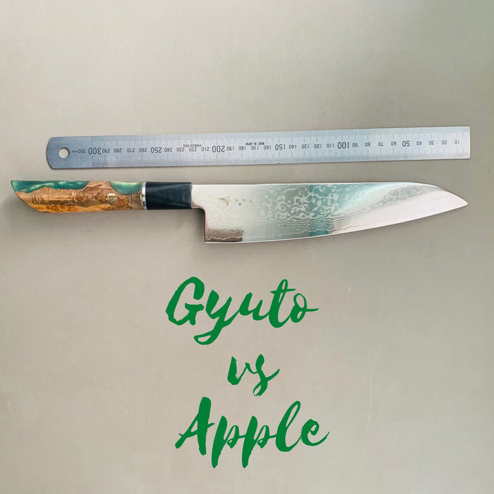 Apple - How do we slice the apple using the Gyuto?