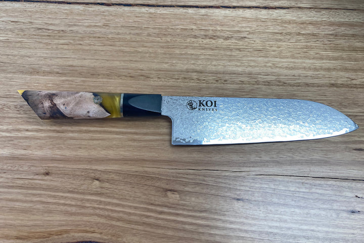 Santoku with burnt Chardonnay vine handle