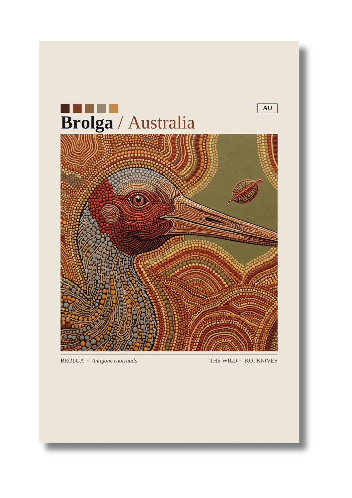 Brolga art card by Koi Knives