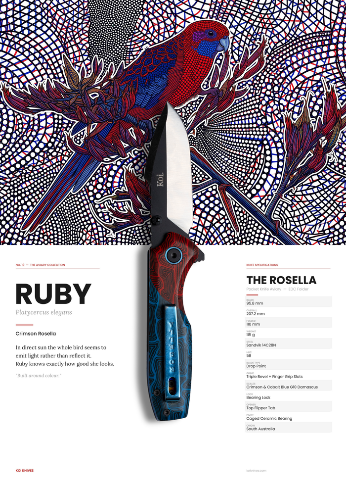 "Ruby" | The Crimson Rosella Pocket Knife