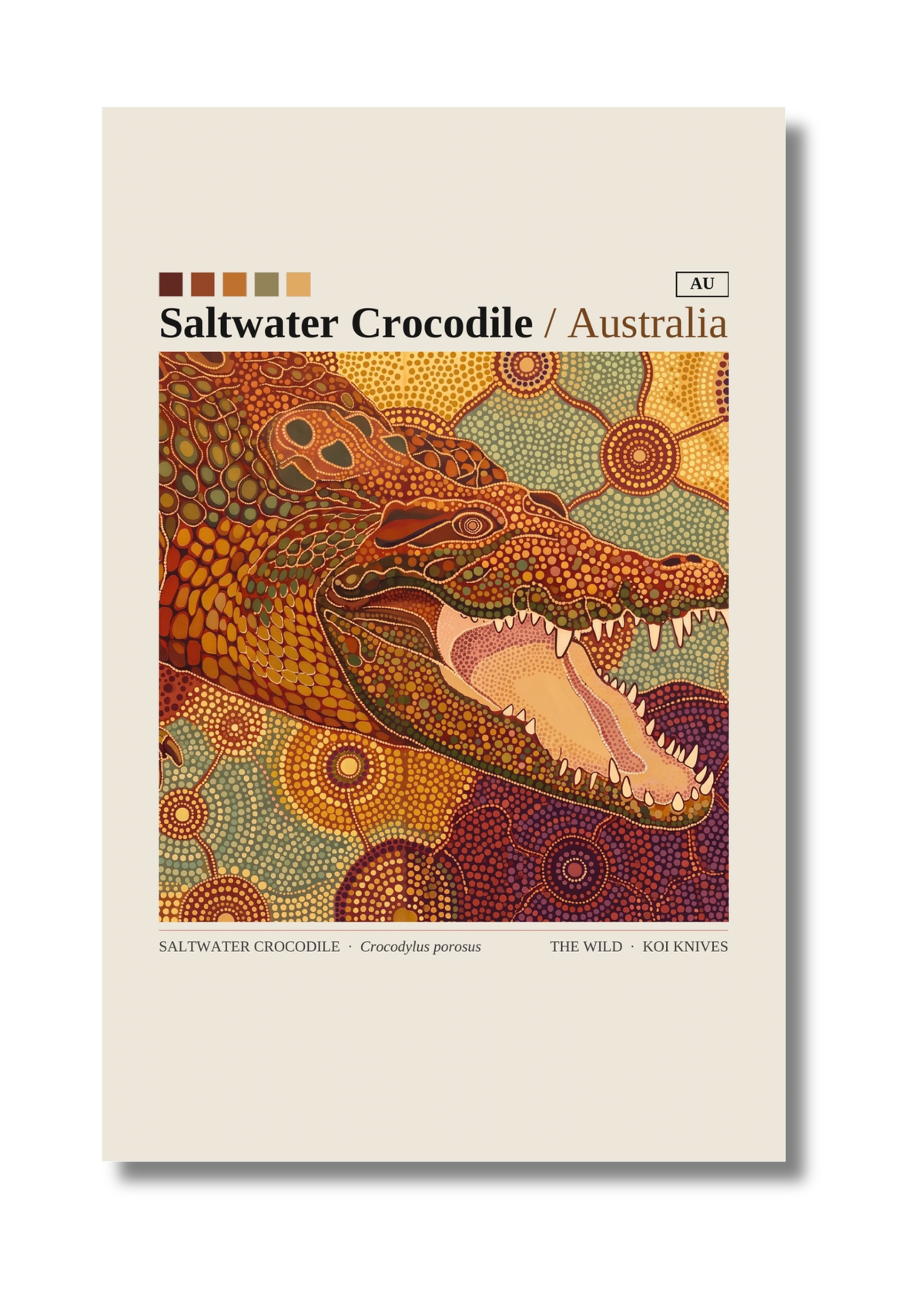 Saltwater Crocodile art card by Koi Knives