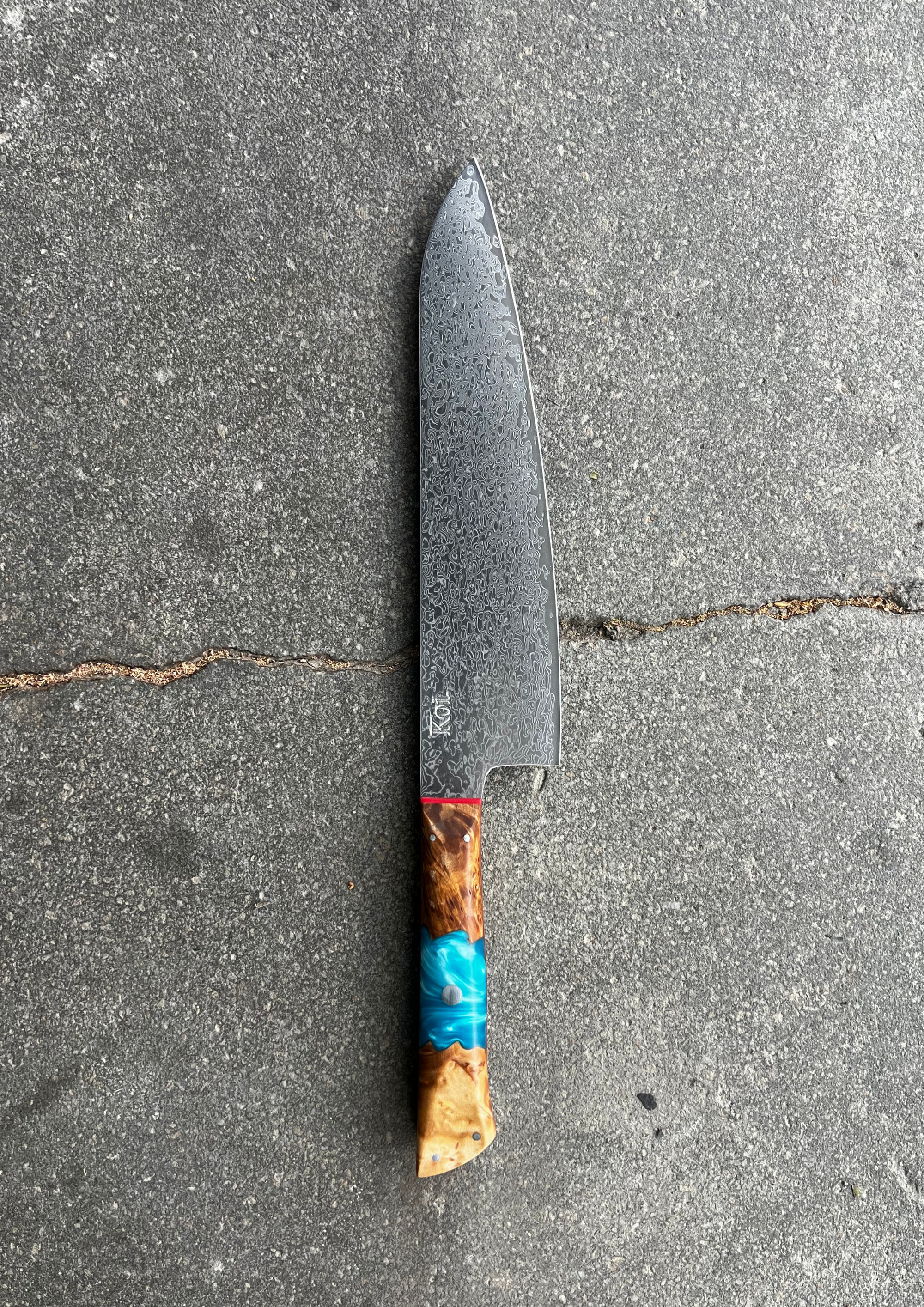 Chefs Knife | Damasus 67 | Teal (Blue) Handle - Koi Knives