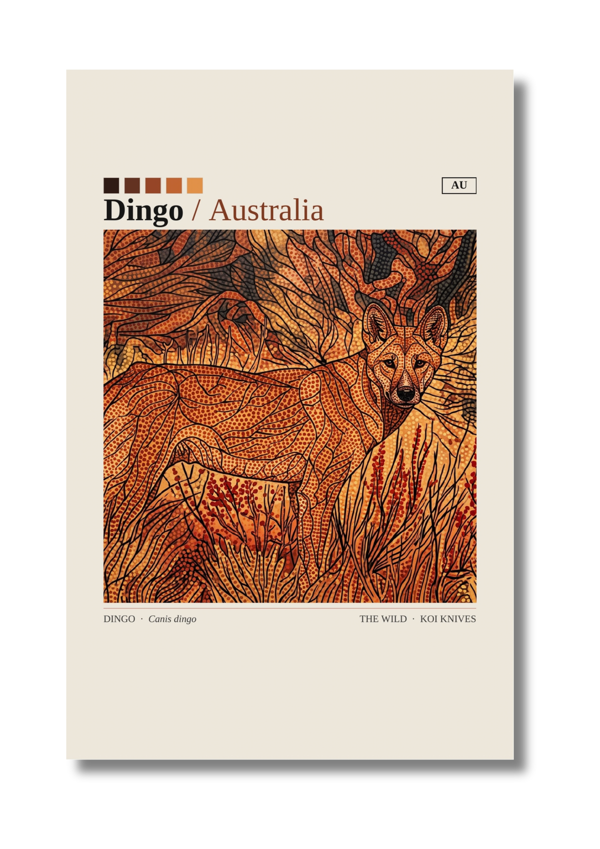 Dingo art card by Koi Knives