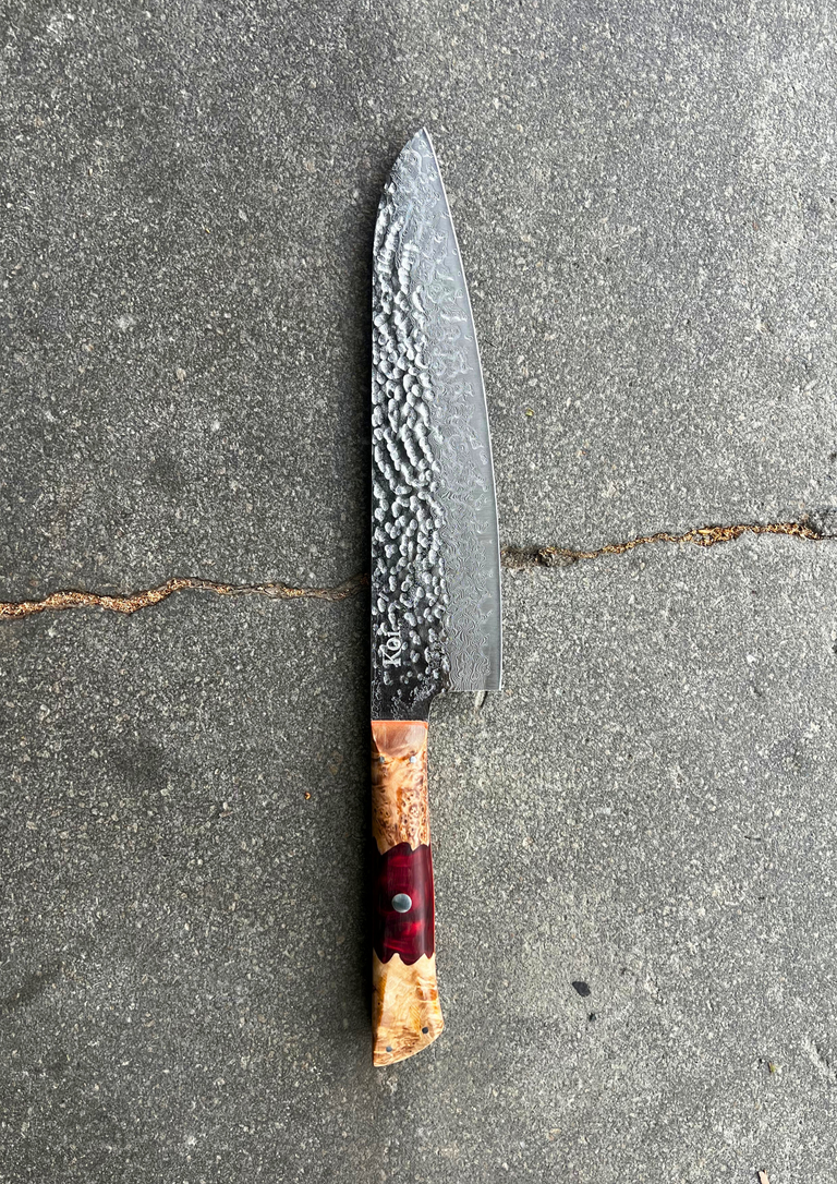 Chef's Knife | Hammered 67 | Red Handle – Koi Knives