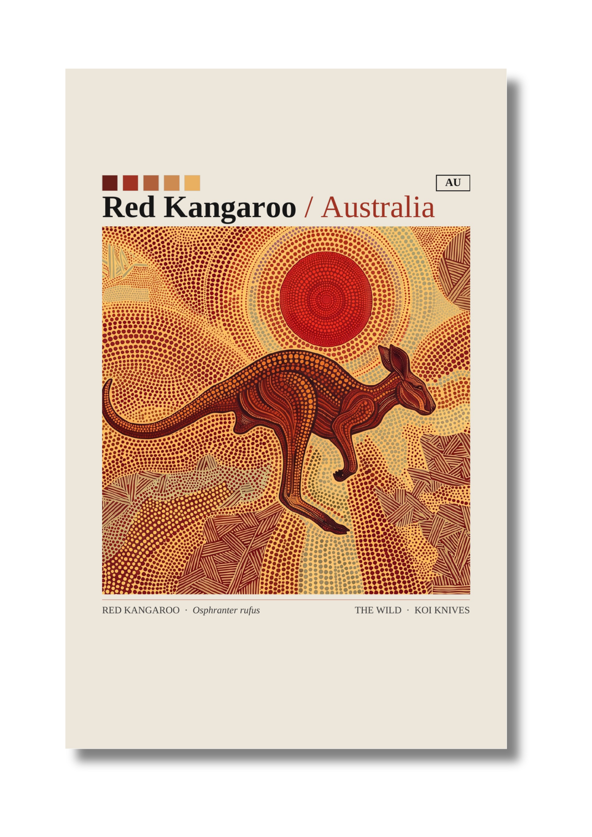 Red Kangaroo art card by Koi Knives