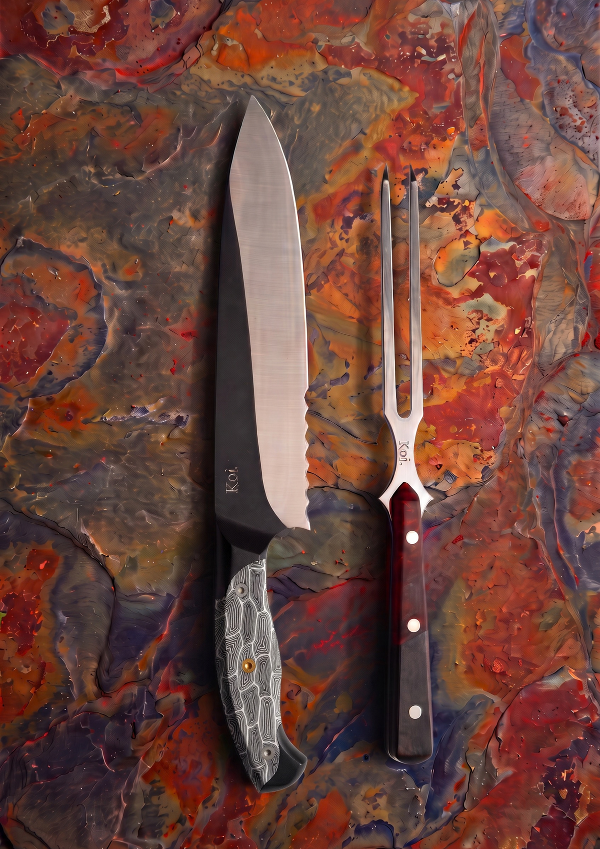 The White "King of the BBQ" Knife &amp; Echidna Fork
