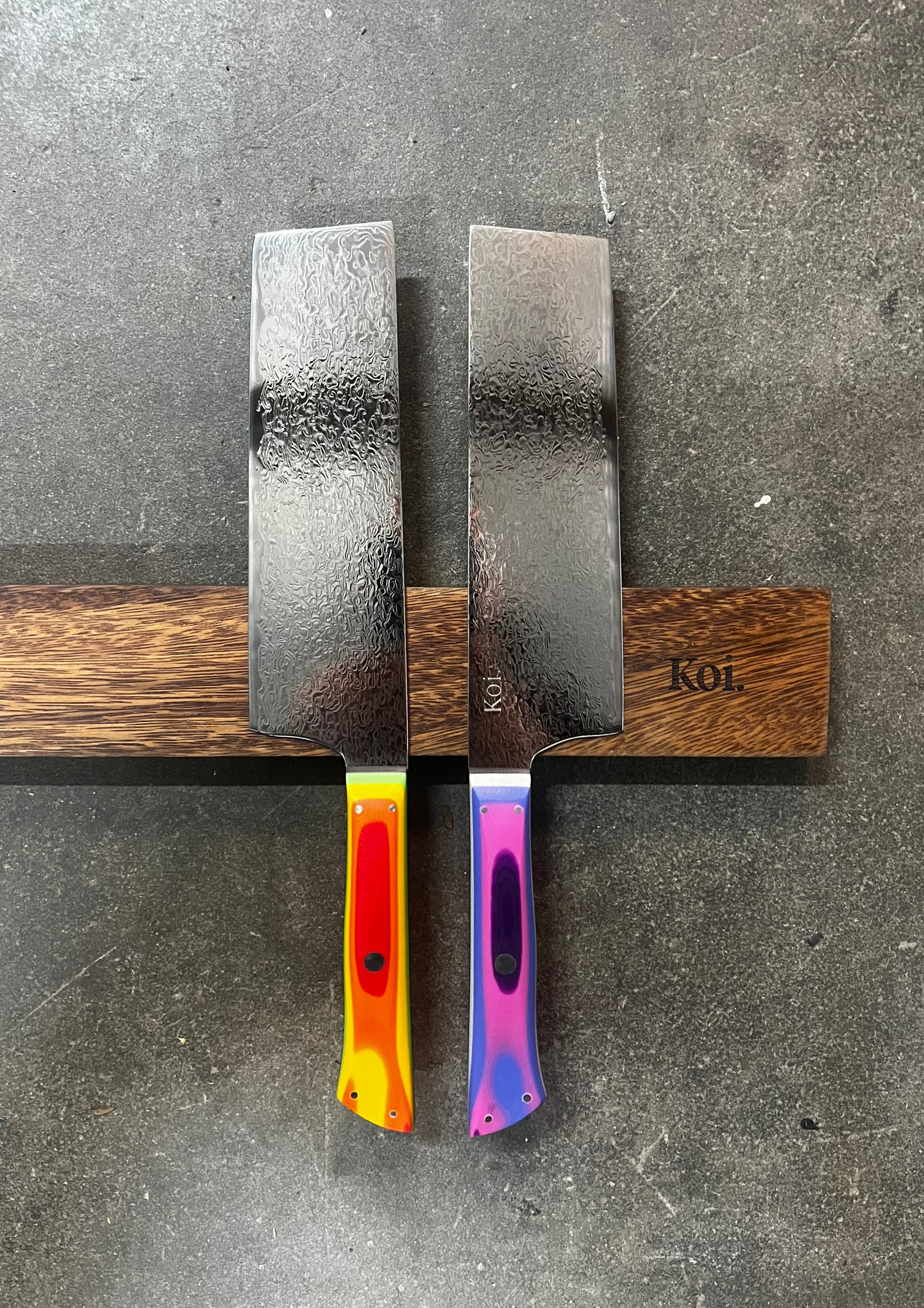Nakiri Vegetable Knife | &quot;Leaf Cutter&quot; | Rainbow Collection - Koi Knives