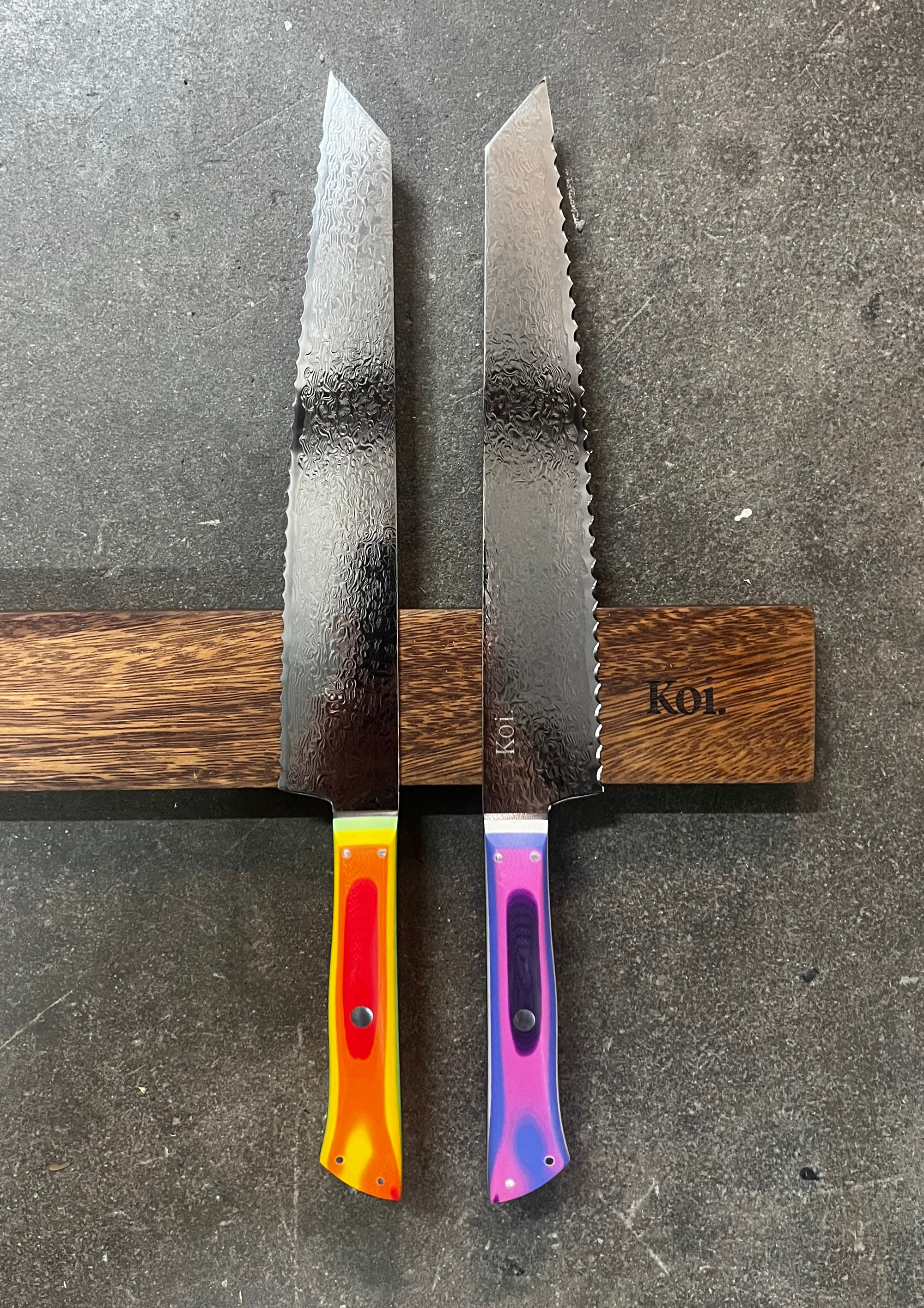 Bread Knife | &quot;Serrated&quot; | Rainbow Collection - Koi Knives