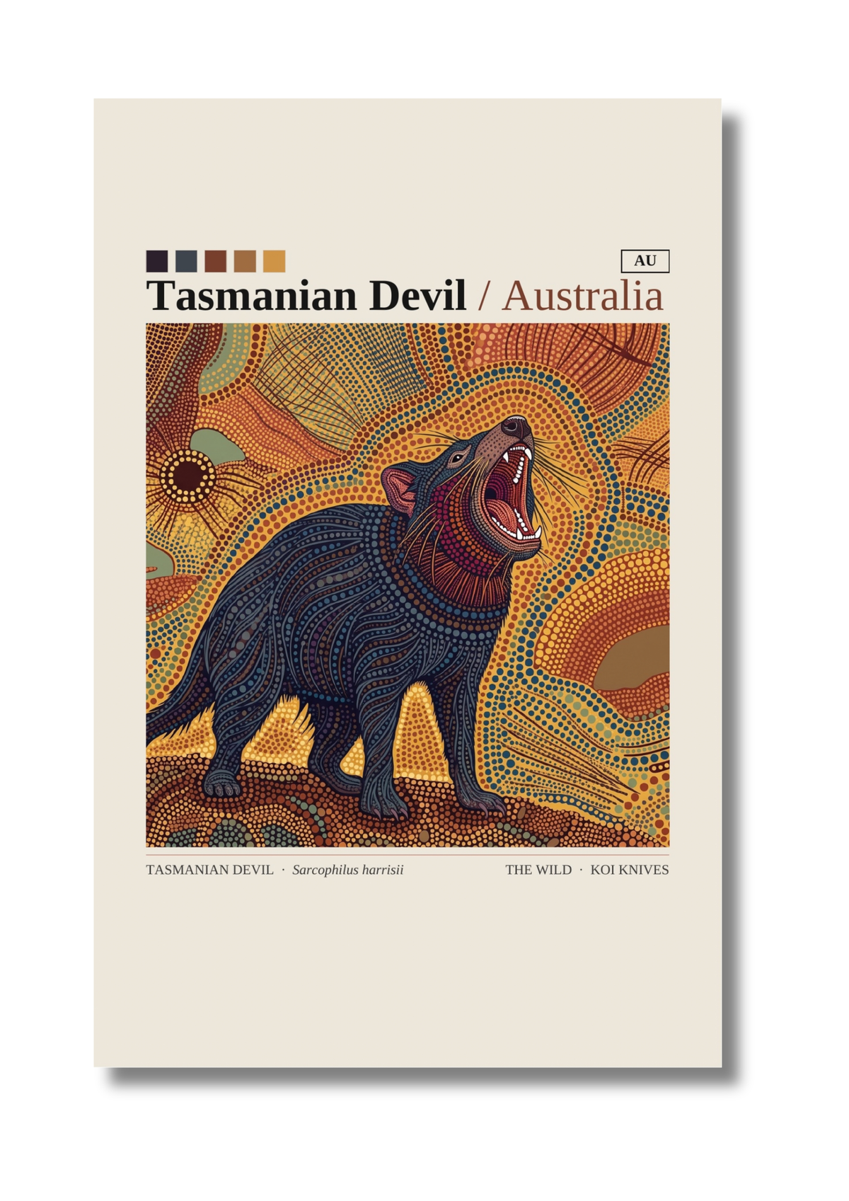 Tasmanian Devil art card by Koi Knives