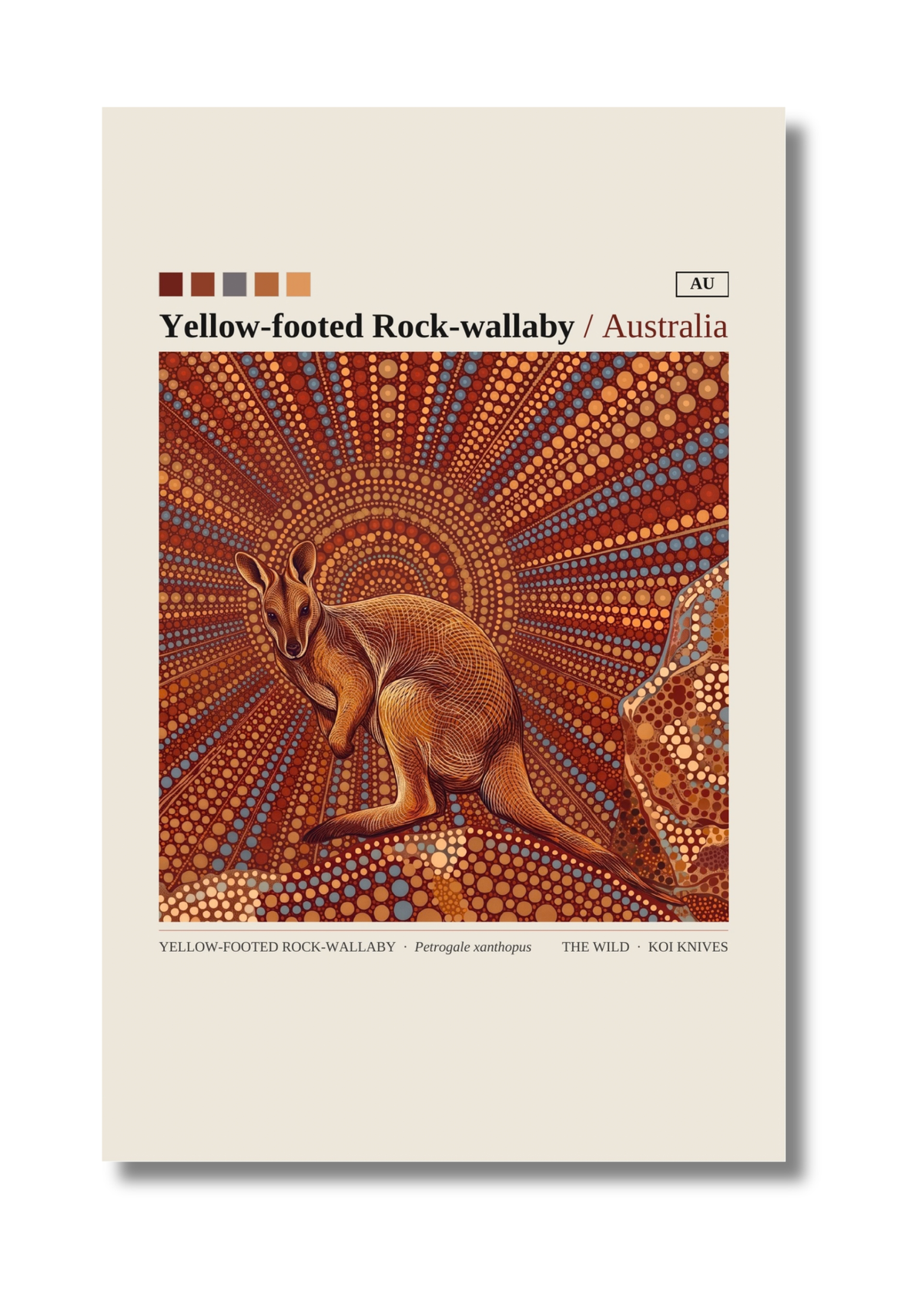 Yellow-footed Rock-wallaby art card by Koi Knives