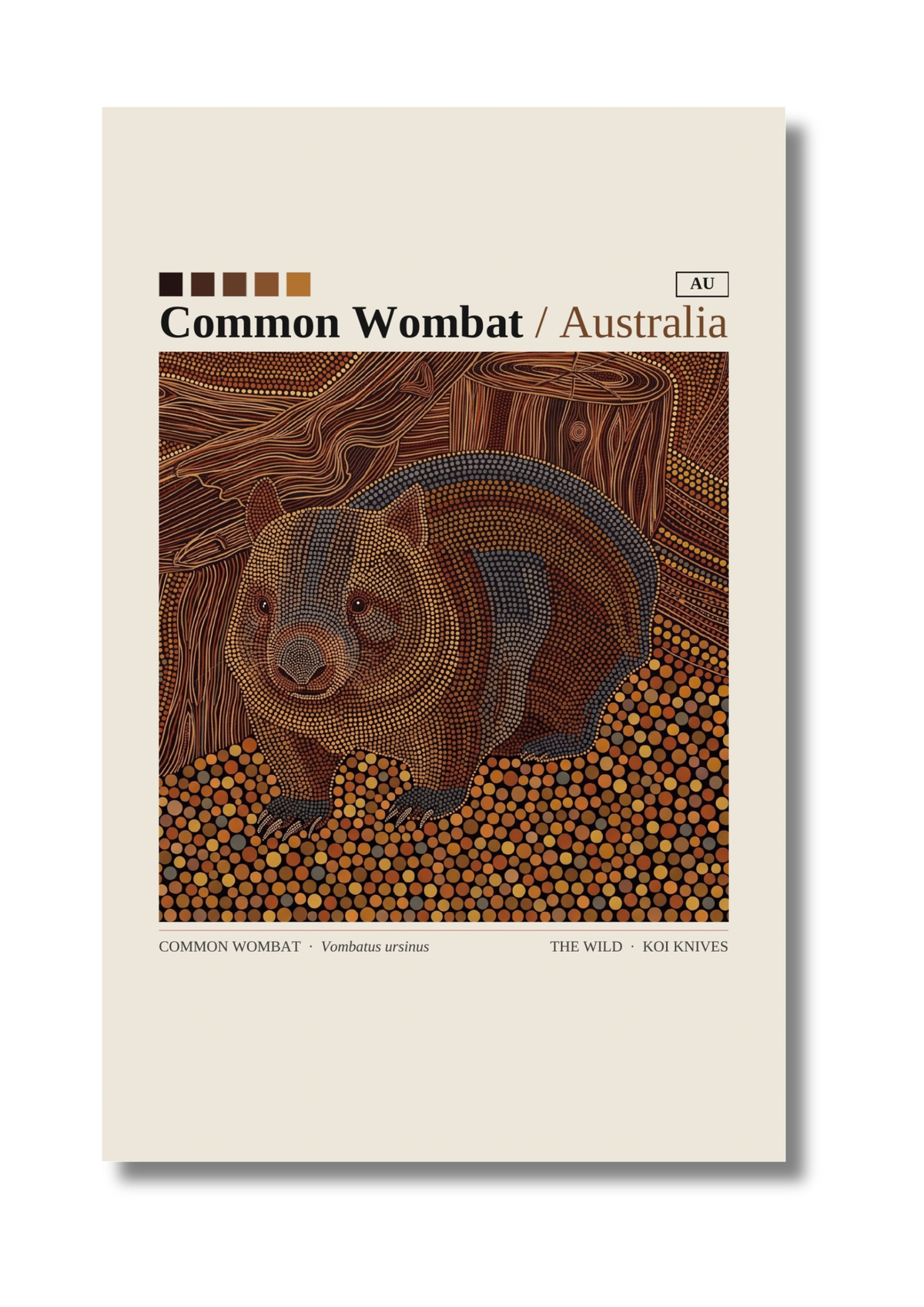 Common Wombat art card by Koi Knives