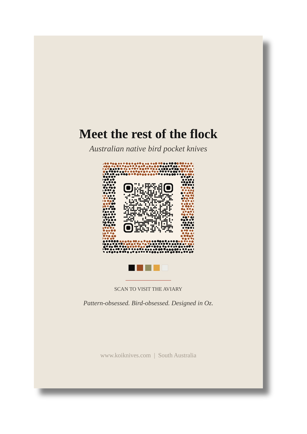 Back of the Australian Magpie art card with QR code