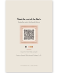 Back of the Australian Pelican art card with QR code