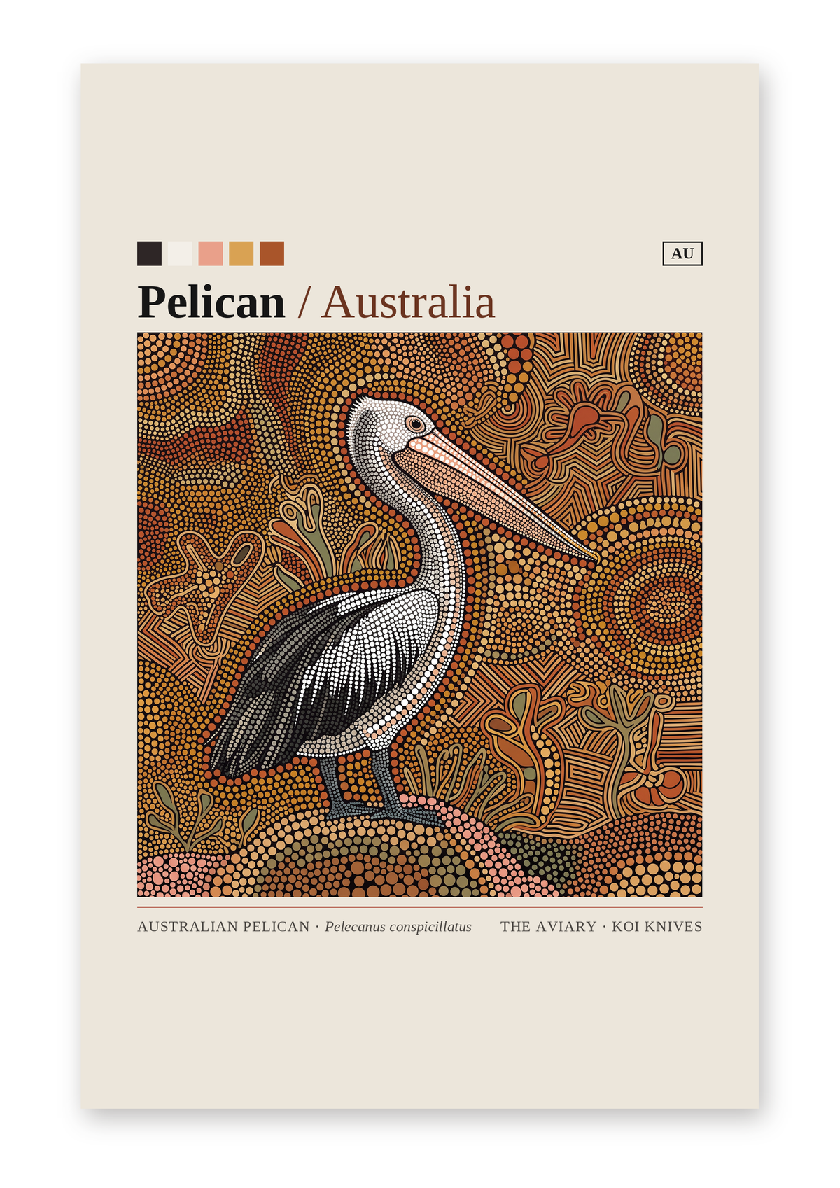 Australian Pelican art card by Koi Knives