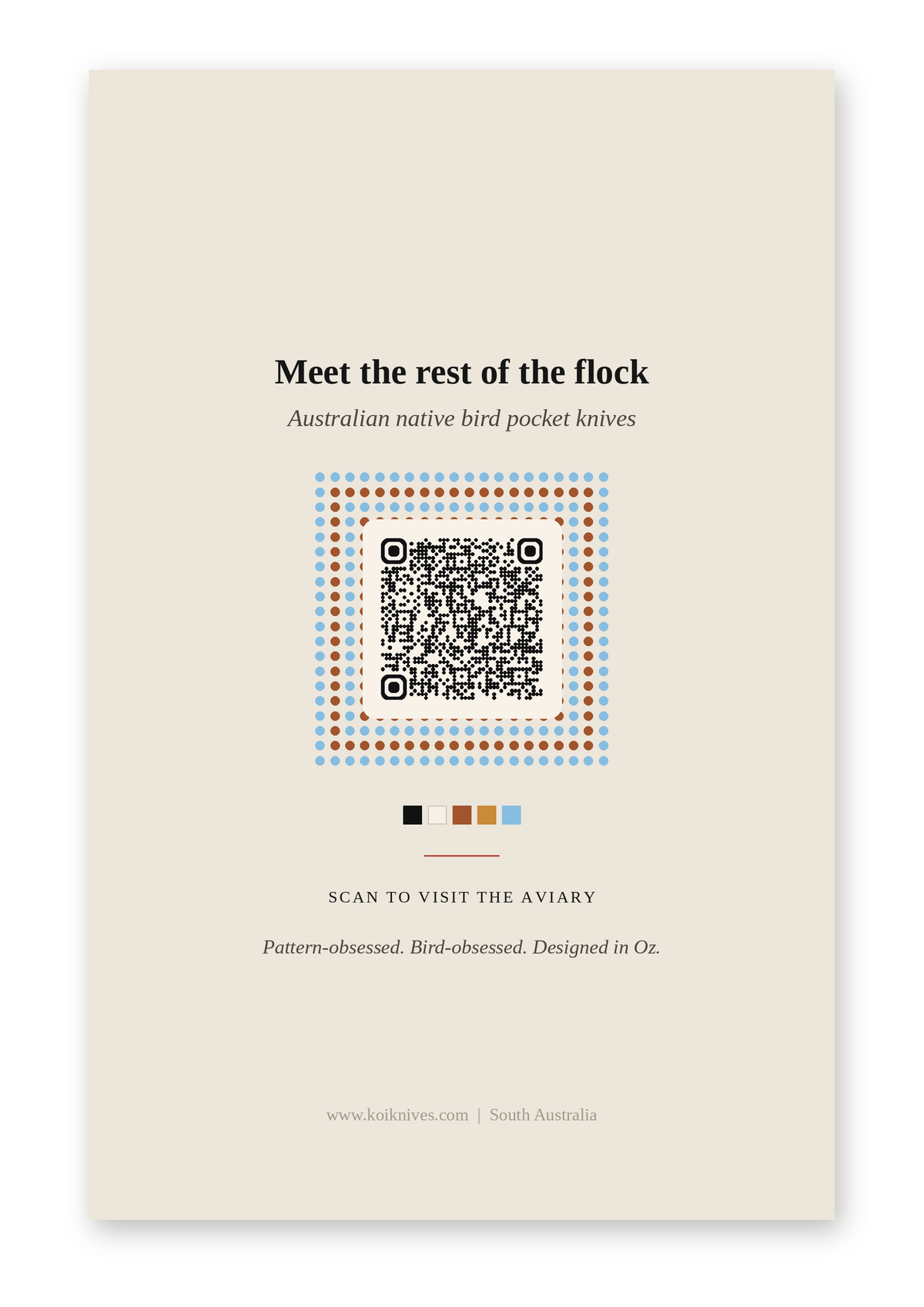 Back of the Australian White Ibis art card with QR code