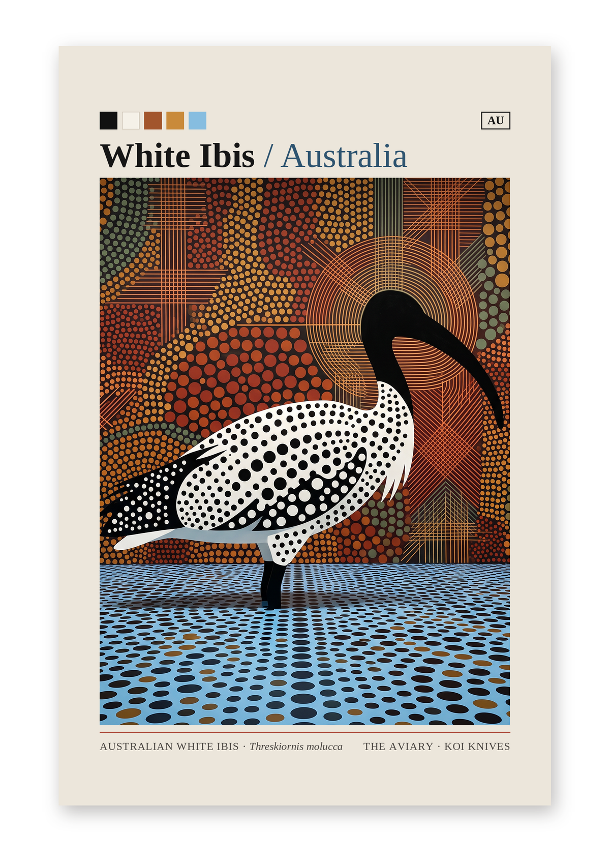 Australian White Ibis art card by Koi Knives