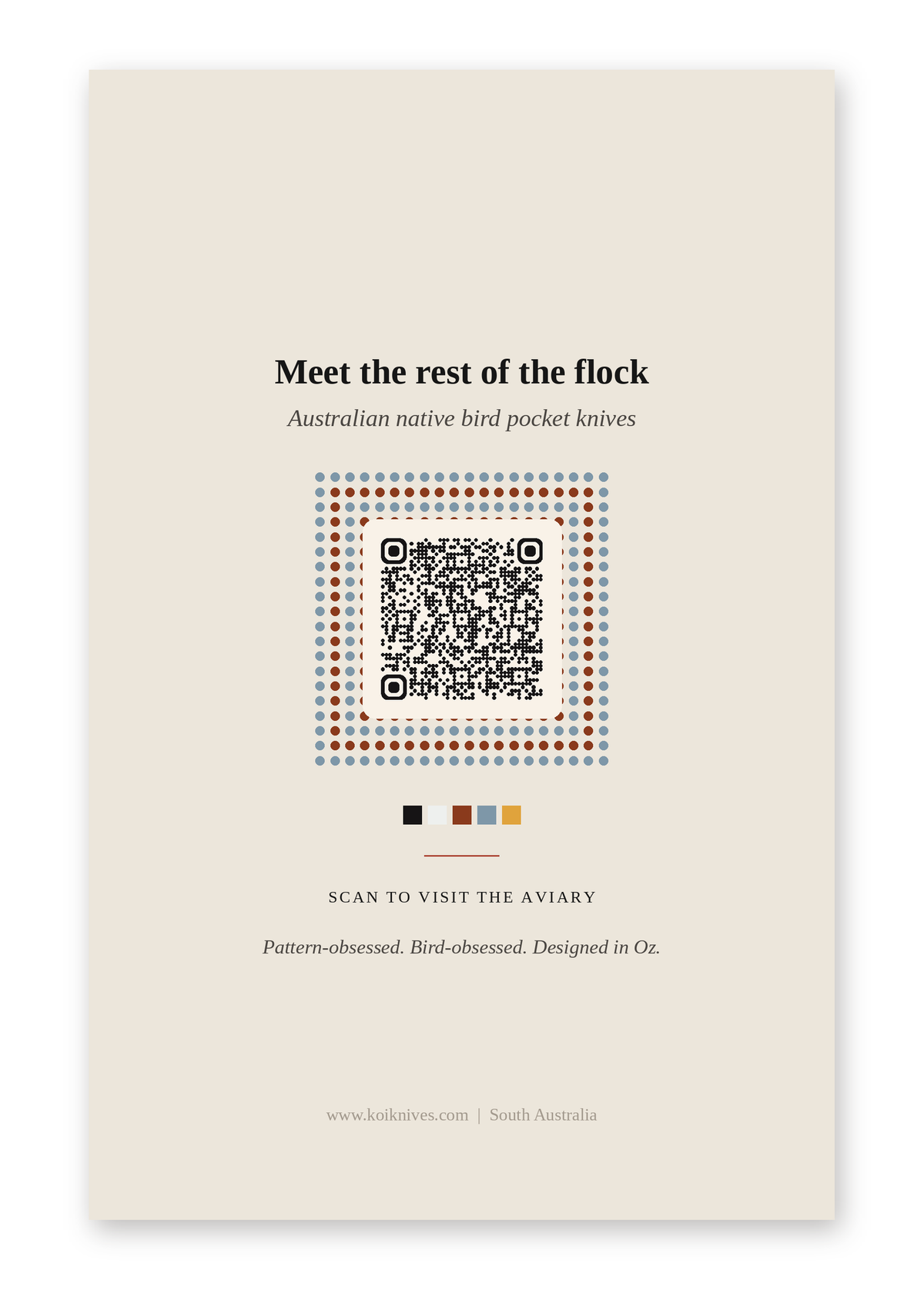 Back of the Australian Wood Duck art card with QR code