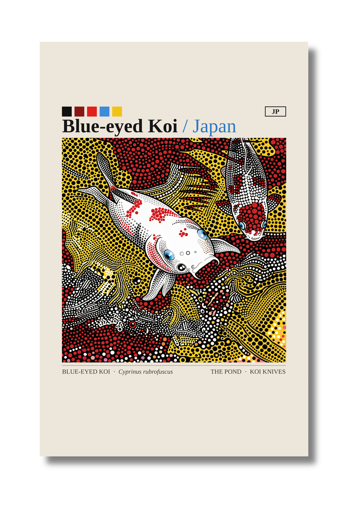 Blue-eyed Koi art card by Koi Knives