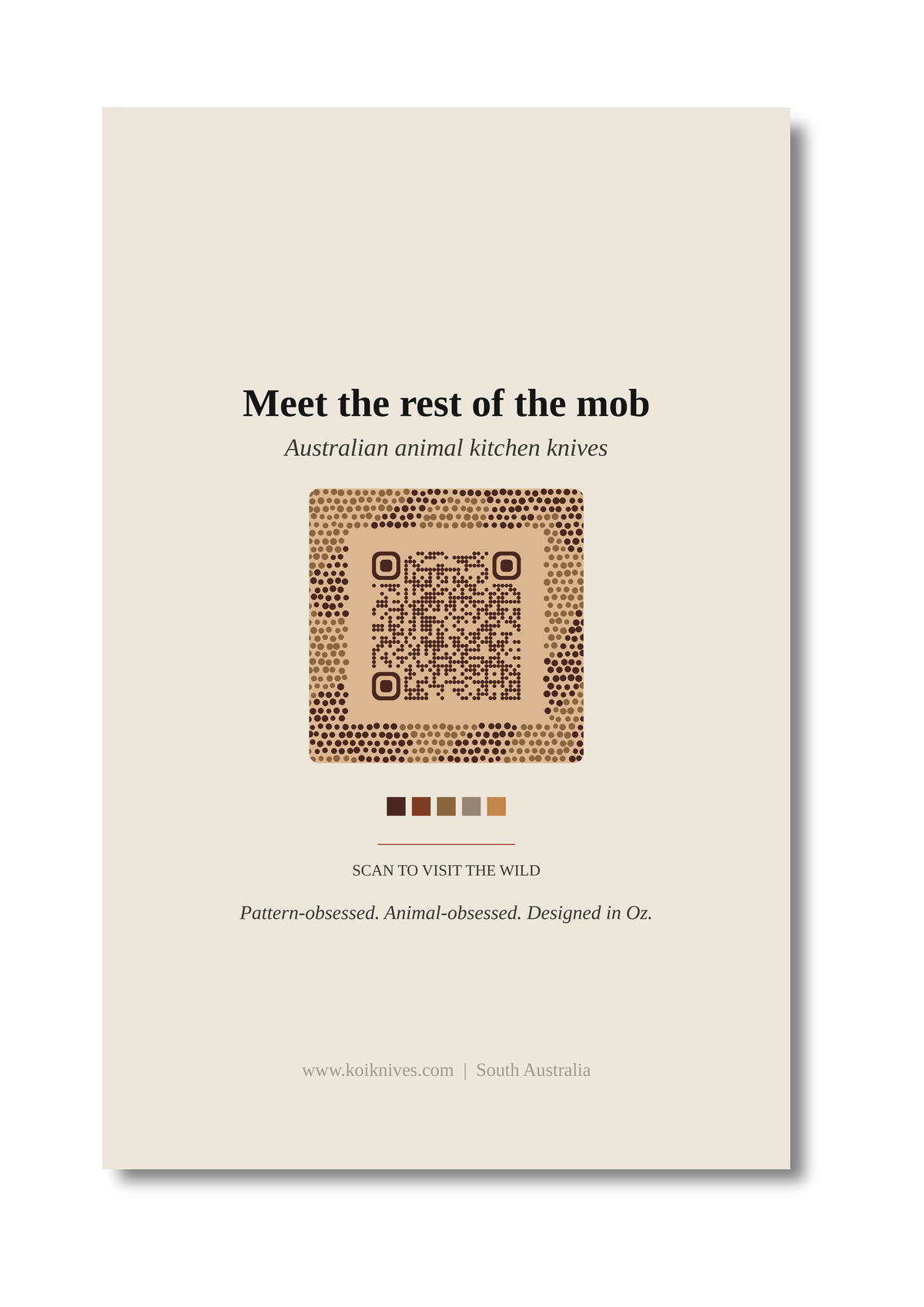 Back of the Brolga art card with QR code