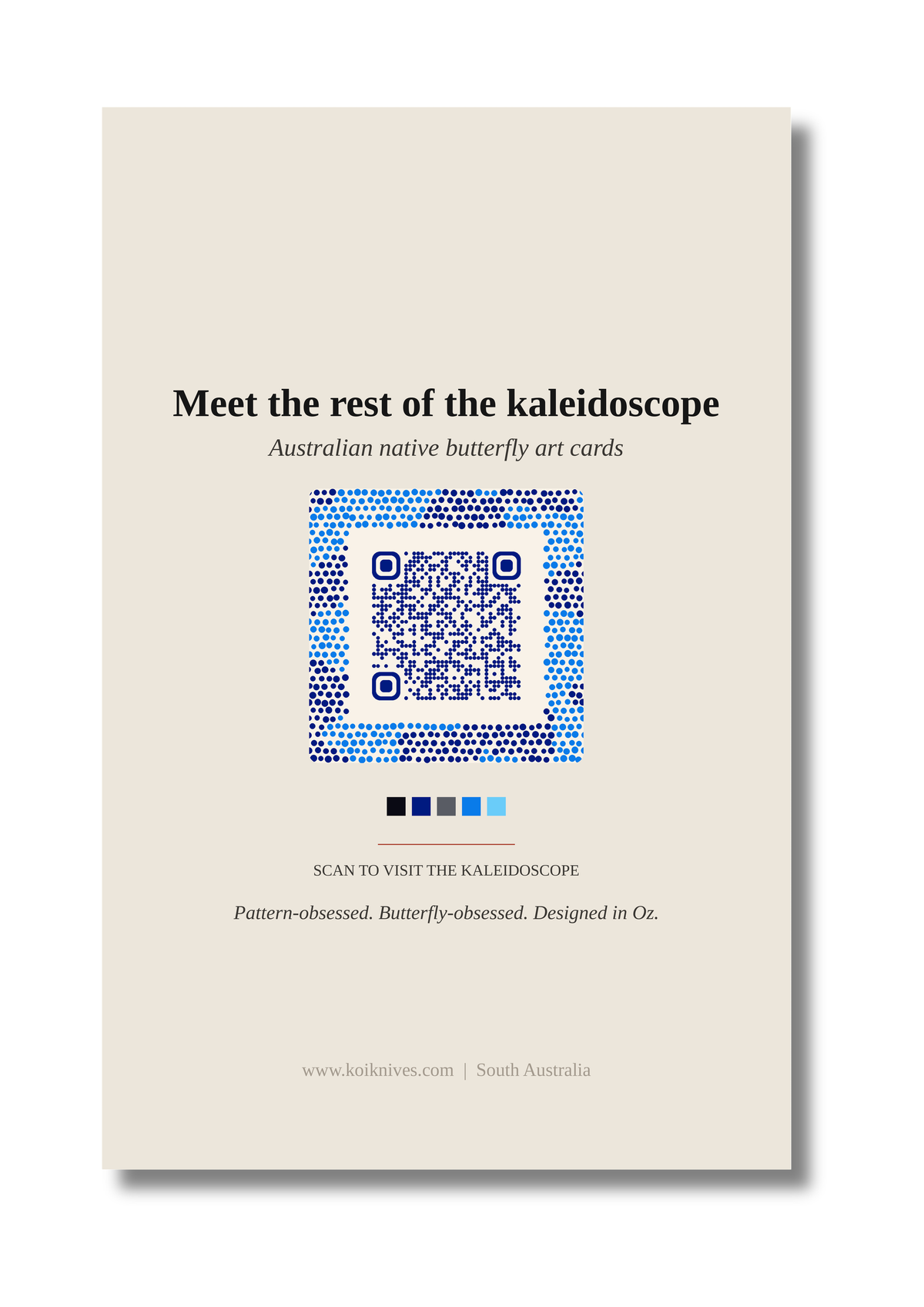 Back of the Common Eggfly art card with QR code