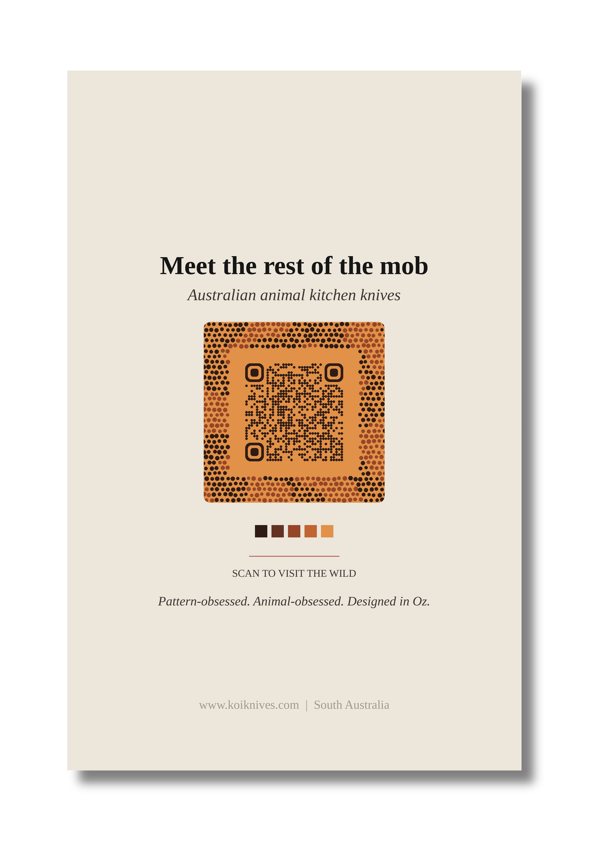 Back of the Dingo art card with QR code