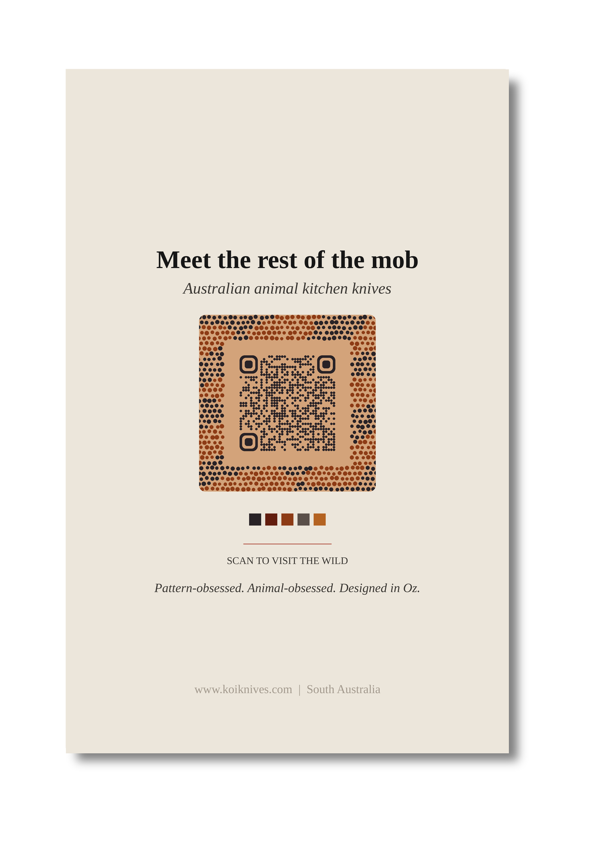 Back of the Goanna art card with QR code