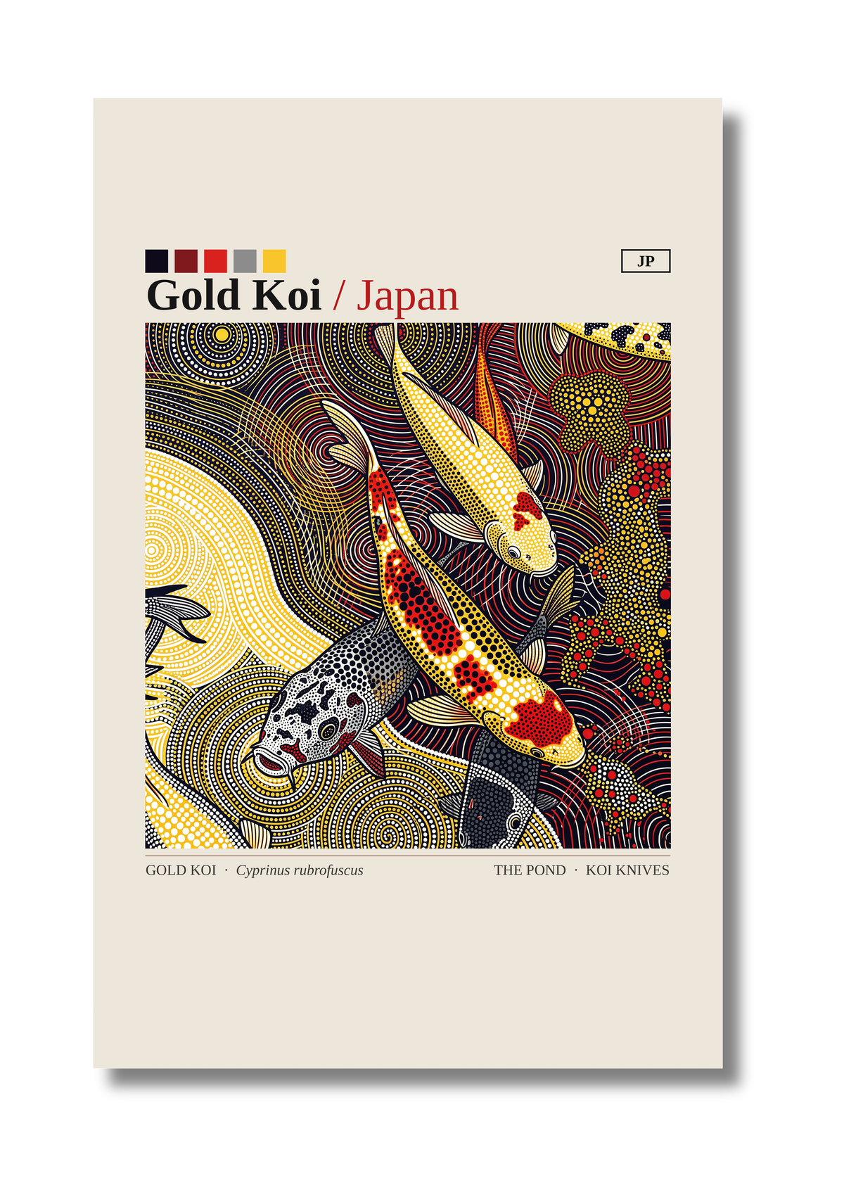 Gold Koi art card by Koi Knives