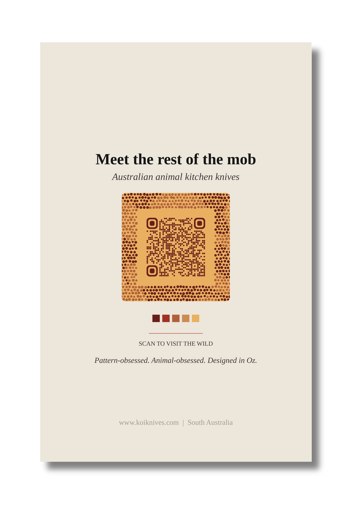 Back of the Red Kangaroo art card with QR code