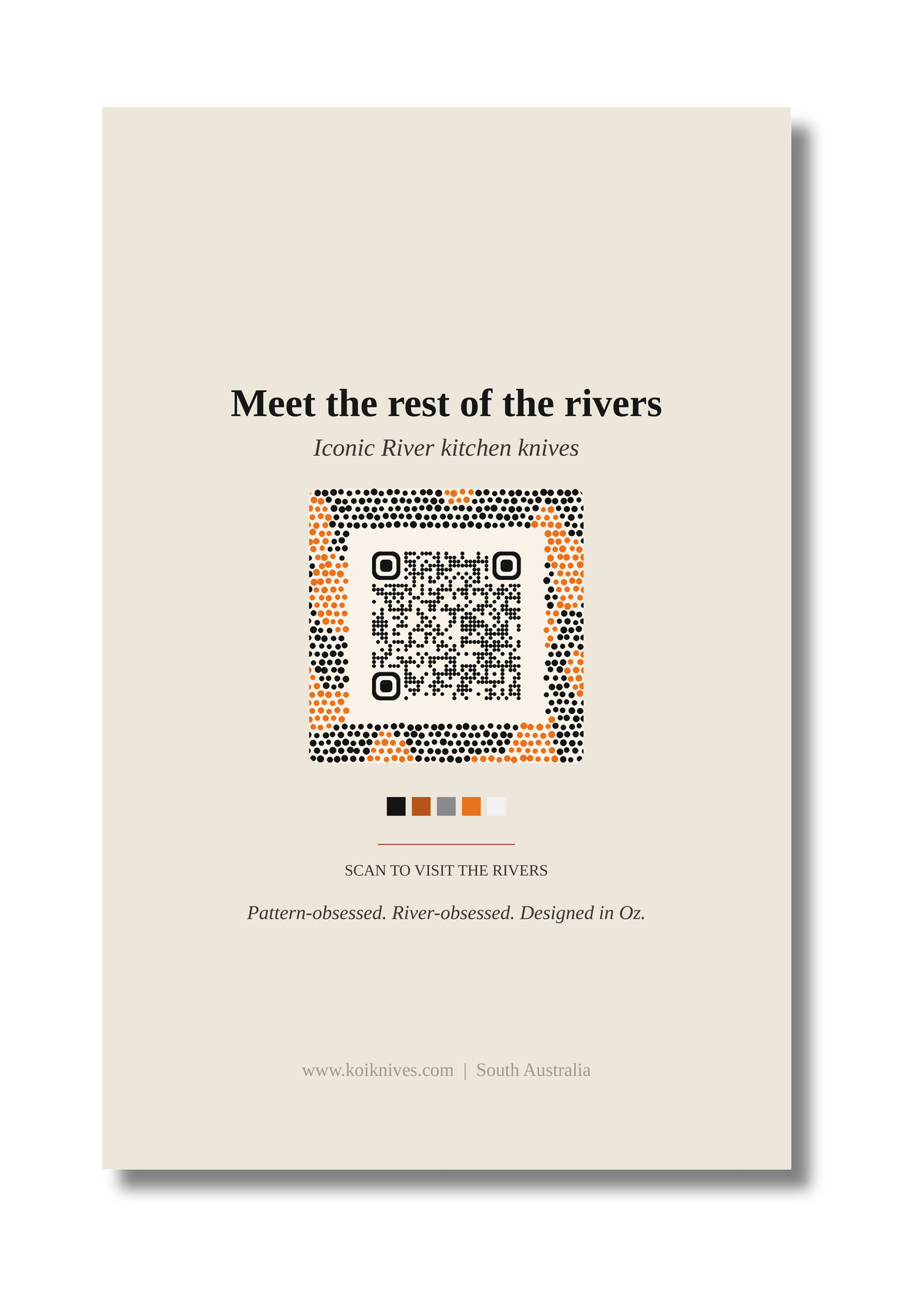 Back of the Katherine art card with QR code