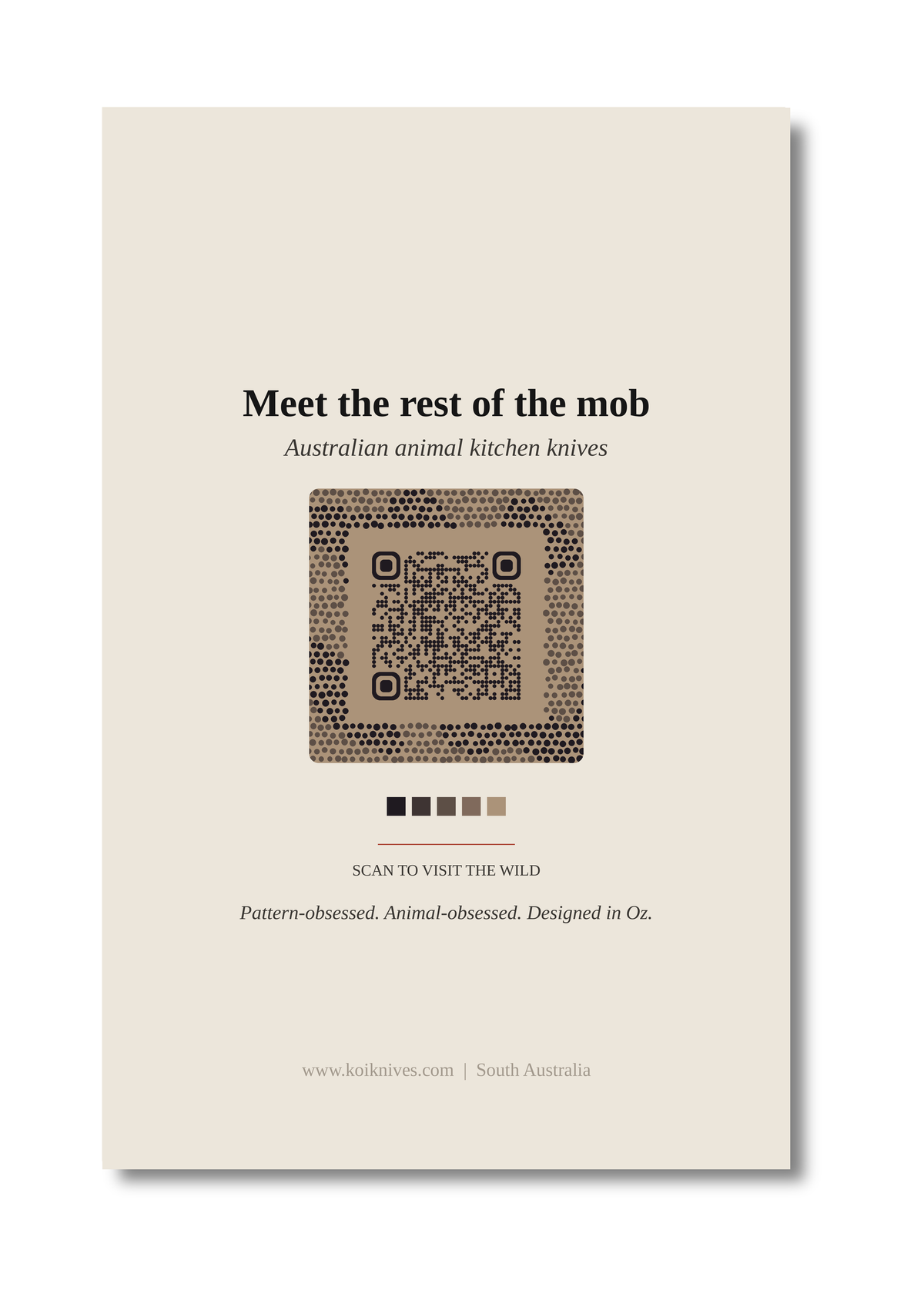 Back of the Koala art card with QR code