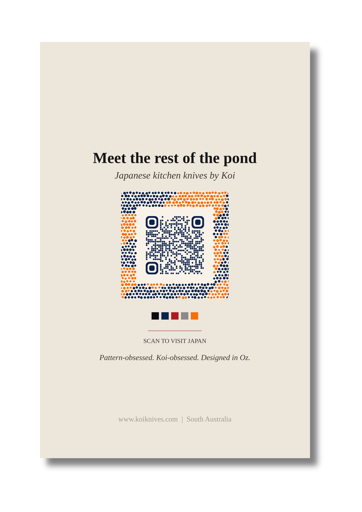 Back of the Kohaku Koi art card with QR code