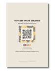 Back of the Koi Pond art card with QR code