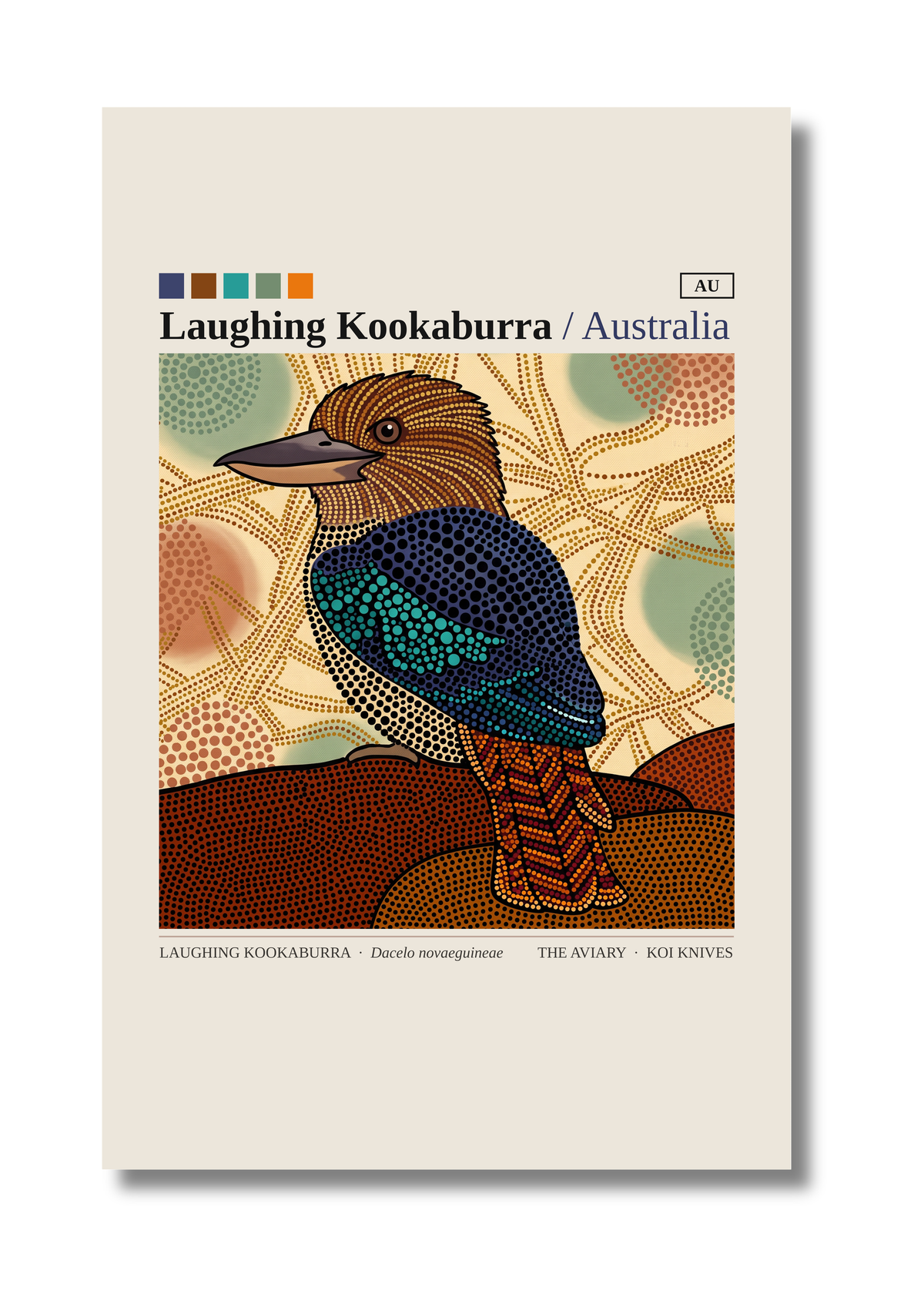 Laughing Kookaburra art card by Koi Knives