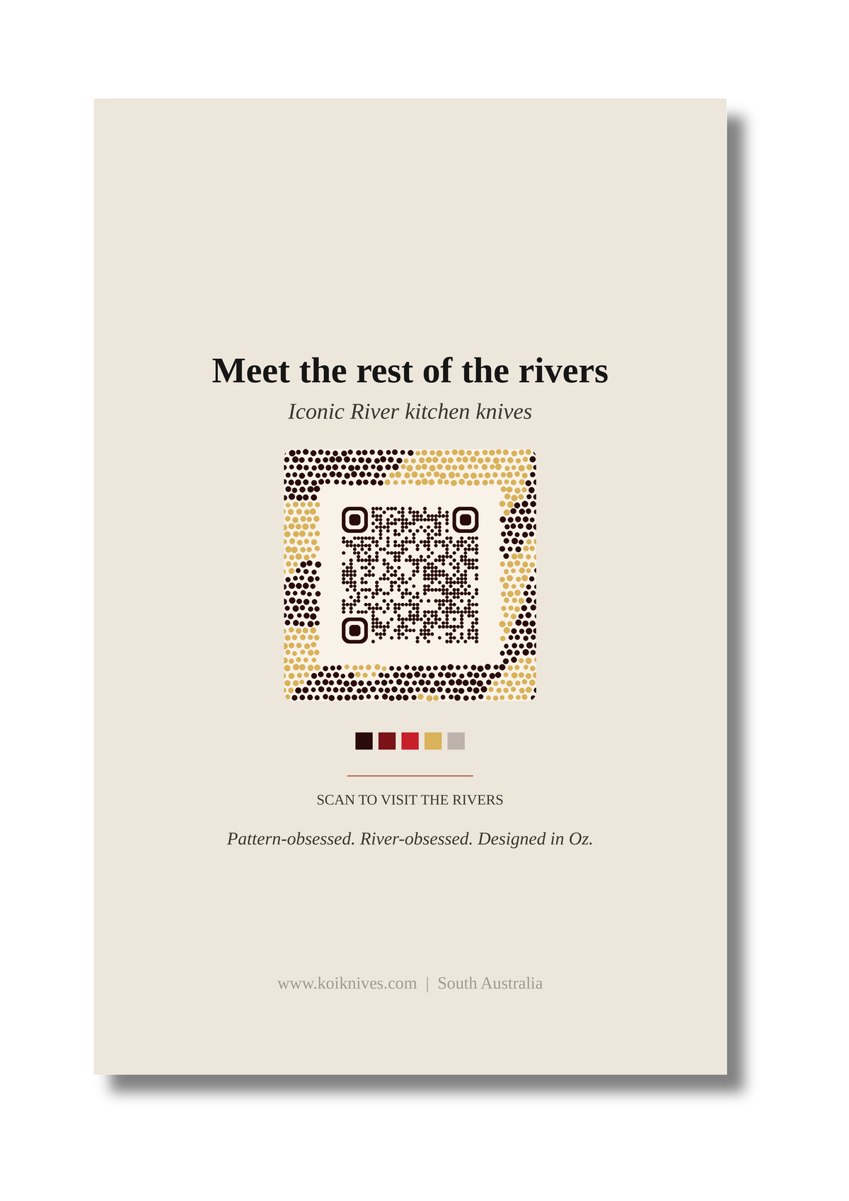 Back of the Murrumbidgee art card with QR code