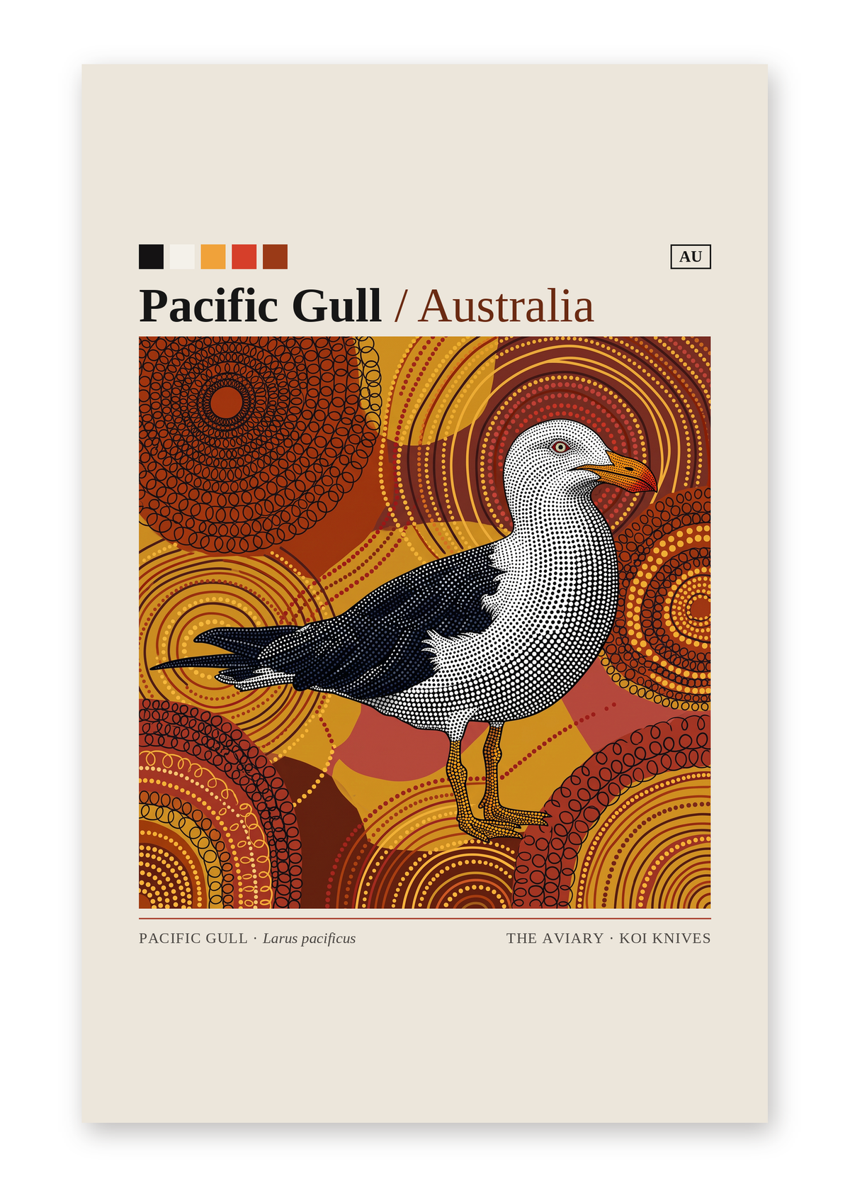 Pacific Gull art card by Koi Knives