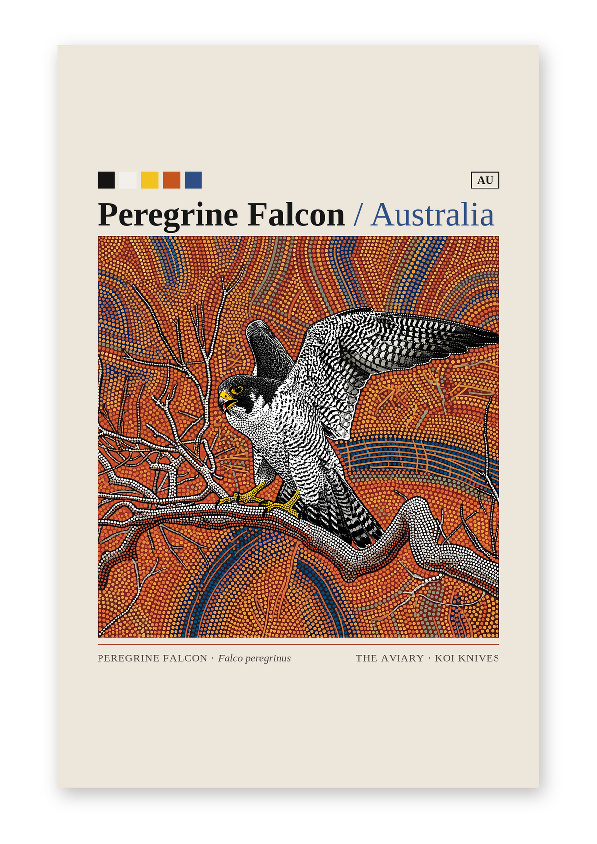 Peregrine Falcon art card by Koi Knives