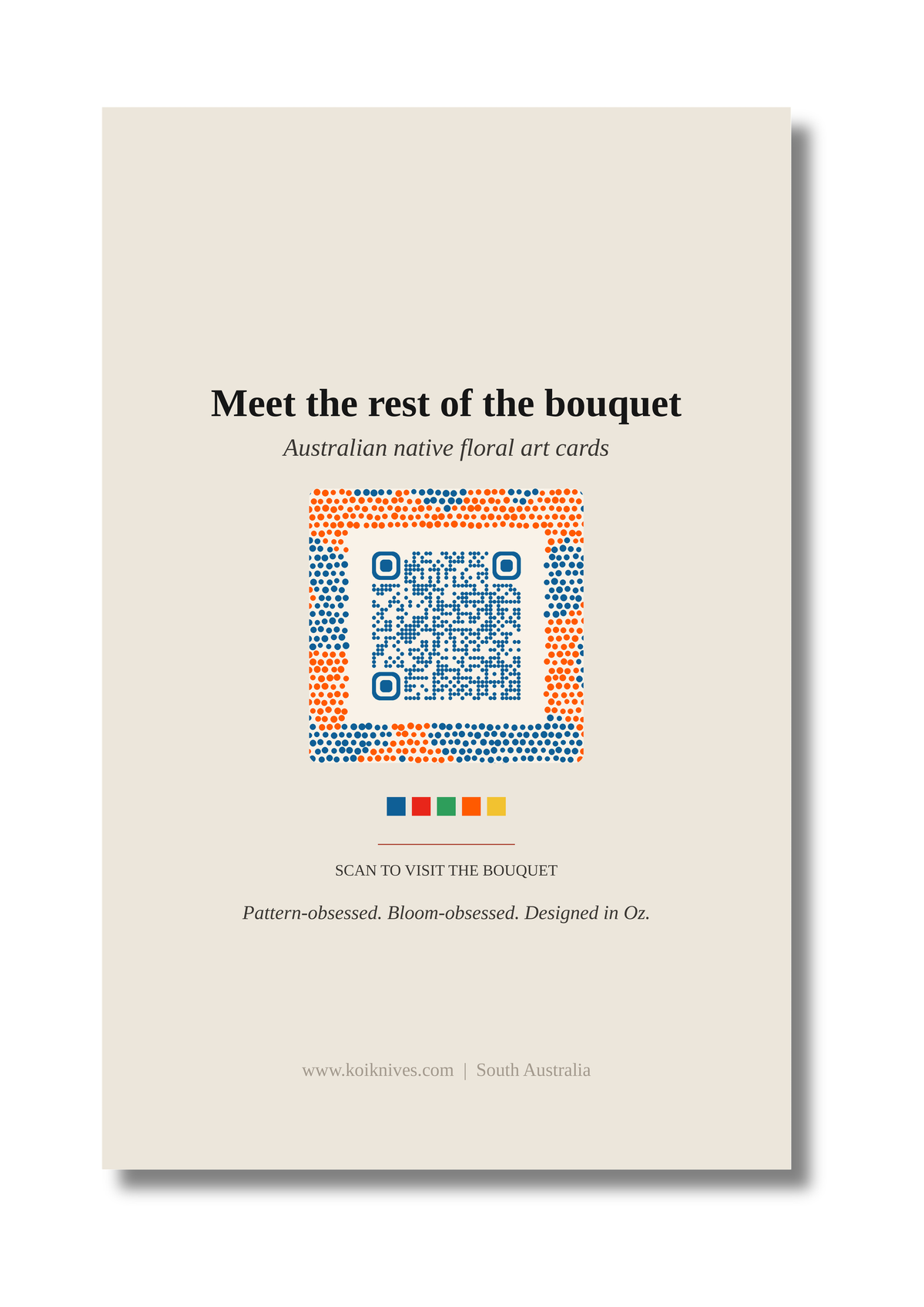 Back of the Red Flowering Gum art card with QR code