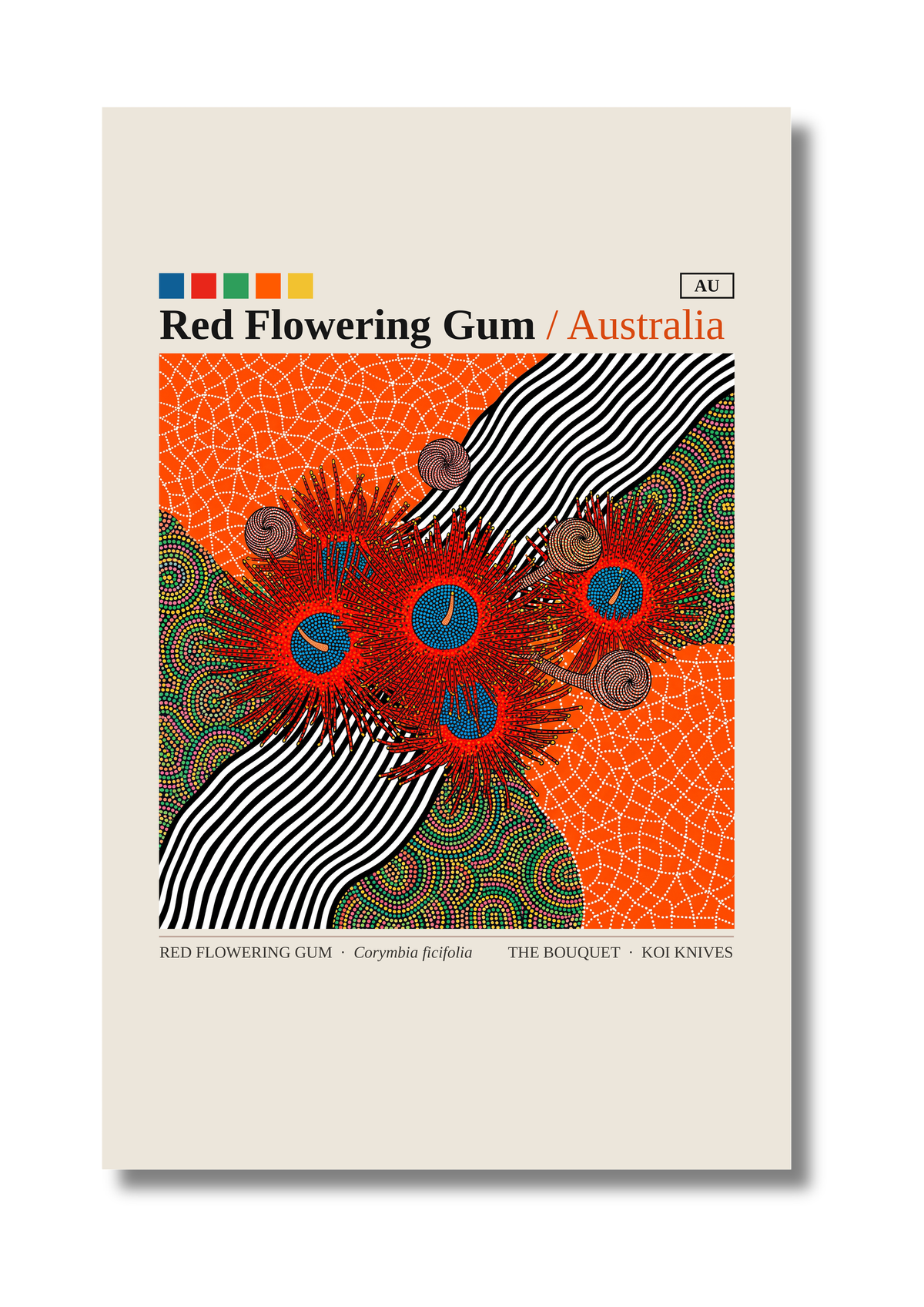 Red Flowering Gum art card by Koi Knives