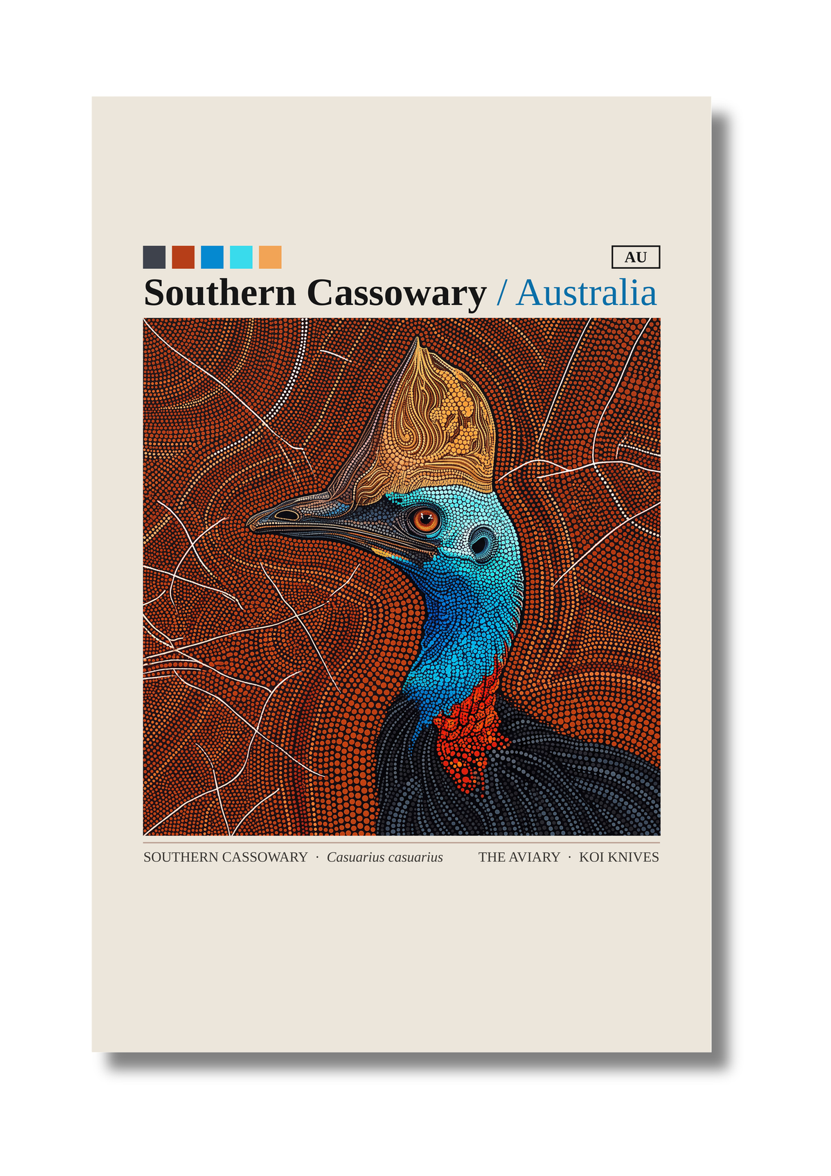 Southern Cassowary art card by Koi Knives
