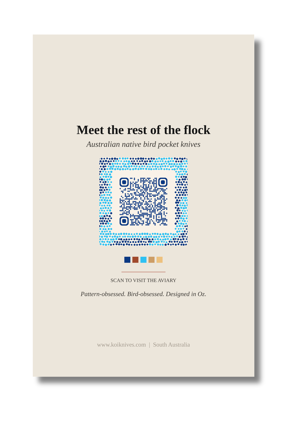 Back of the Superb Fairy-wren art card with QR code