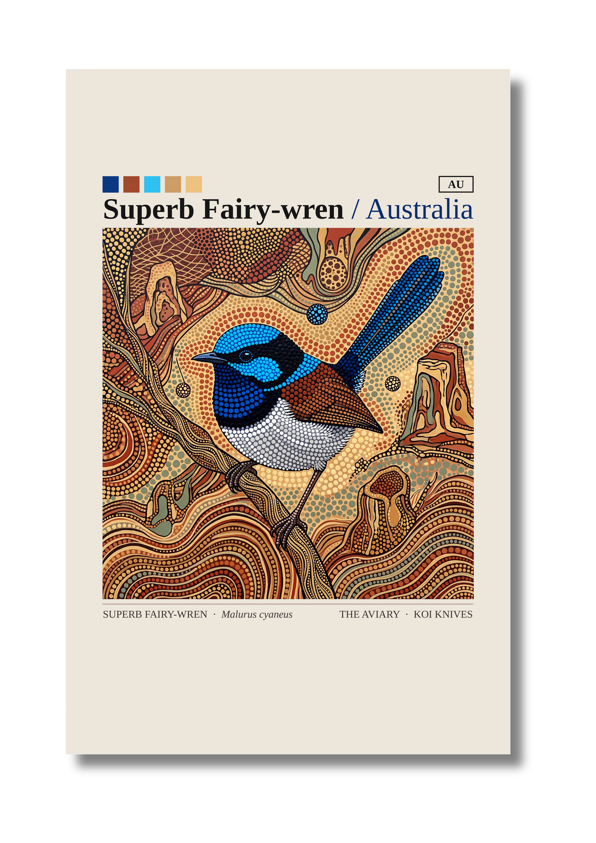 Superb Fairy-wren art card by Koi Knives