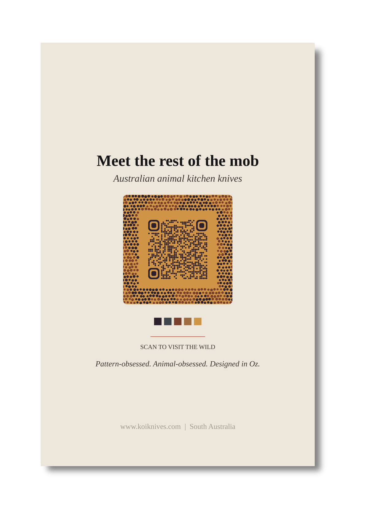 Back of the Tasmanian Devil art card with QR code