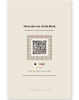 Back of the Willie Wagtail art card with QR code