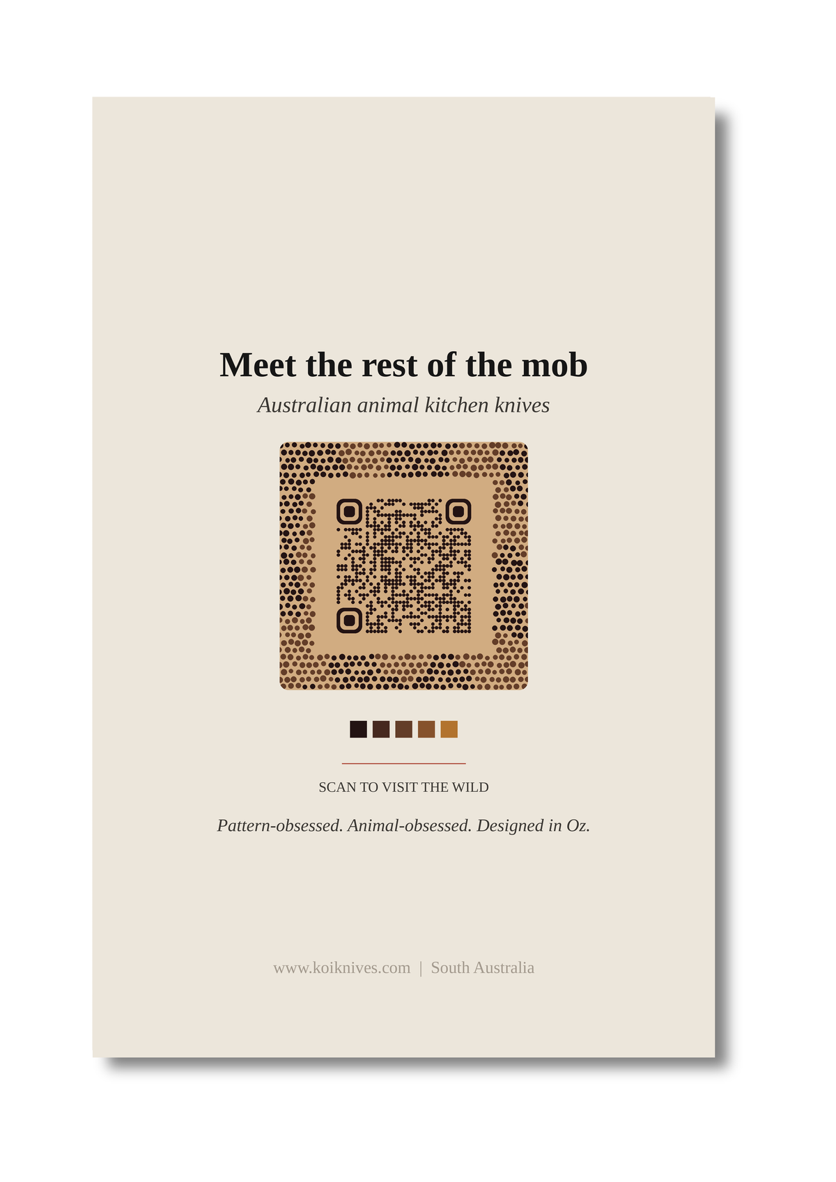 Back of the Common Wombat art card with QR code