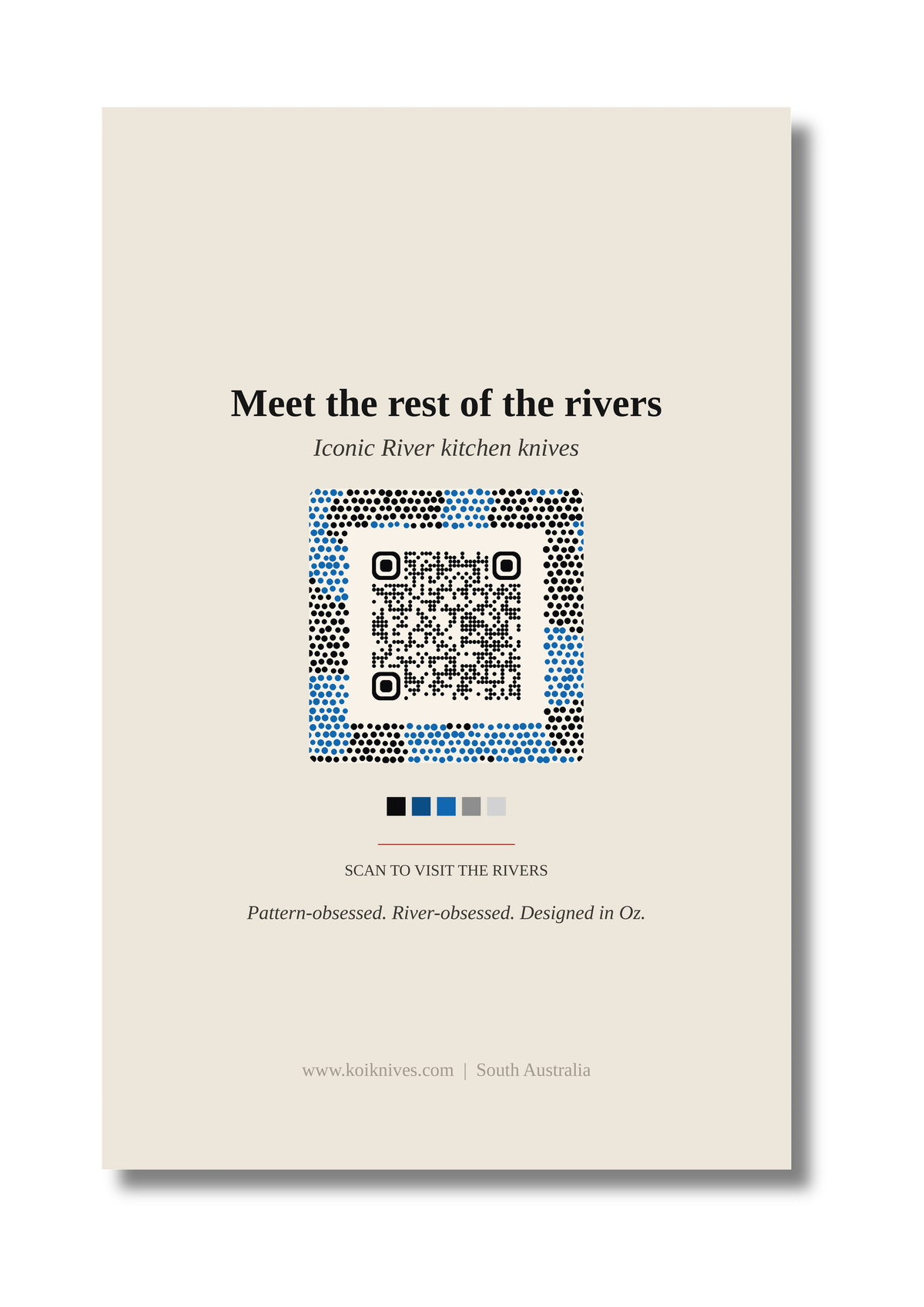 Back of the Yarra art card with QR code