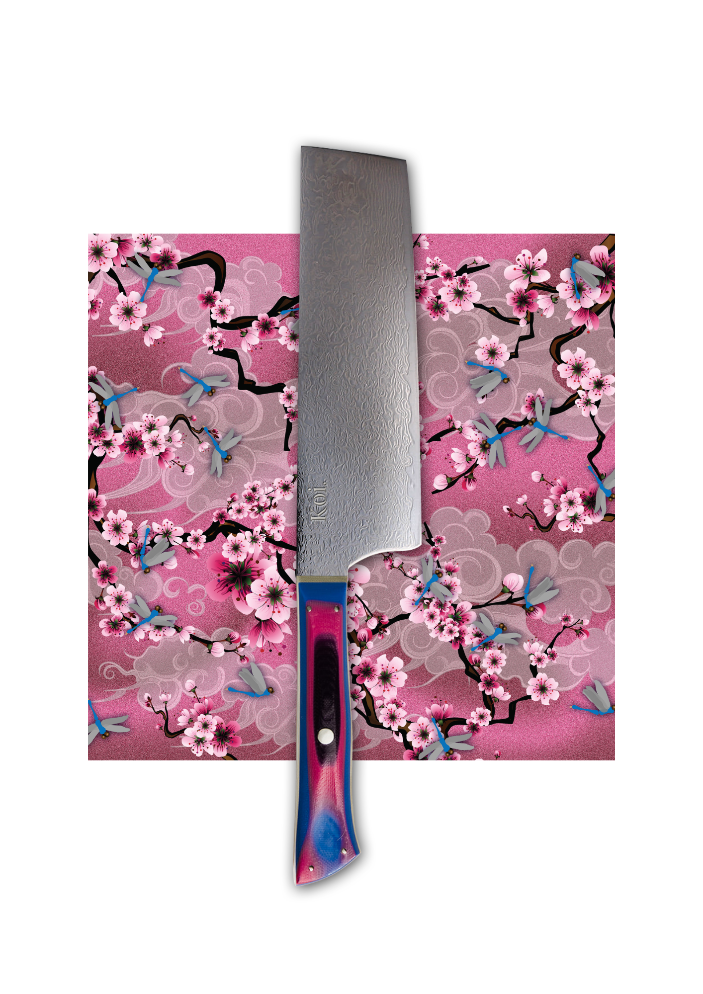 Nakiri Vegetable Knife | &quot;Leaf Cutter&quot; | Rainbow Collection - Koi Knives